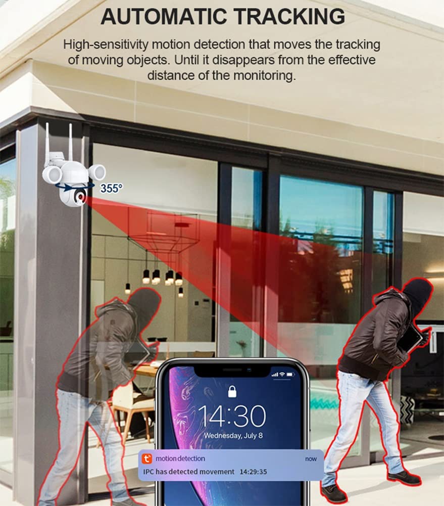 5MP Outdoor Security Camera with Floodlights - Motion-Activated Home Surveillance System, 2-Way Audio & Auto Night Vision, IP66 Waterproof for Backyard, Garage & Front Door Protection (Works with Alexa/Google Assistant) - Perfect for 24/7 Home Security and Property Monitoring