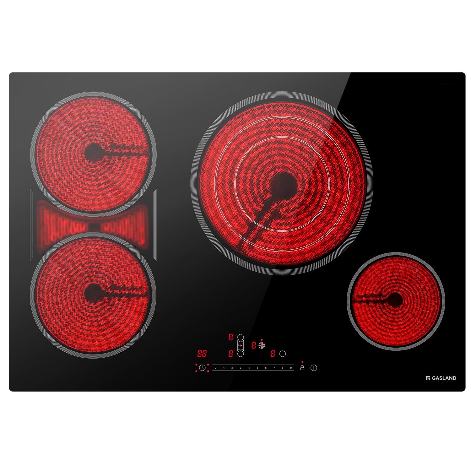 GASLAND 30 Inch Built-in Electric Cooktop with 4 Burners - ETL & FCC Certified, Radiant Ceramic Surface, Sync & Triple Burners, Slide Touch Control, Child Lock, Hot Surface Indicator, 240V - Perfect for Modern Kitchens, Home Cooking & Professional Chefs
