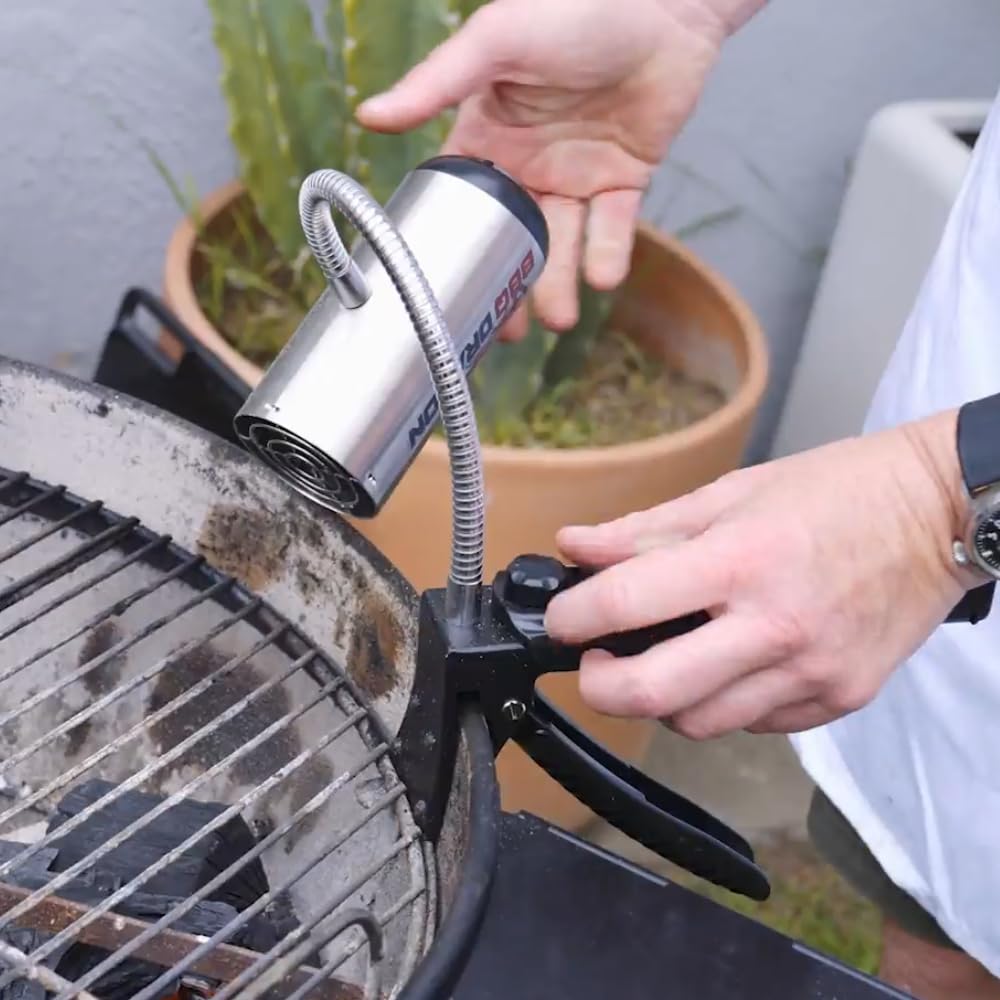 BBQ Dragon Cordless Charcoal Grill Fan - Heavy Duty Portable Fire Blower for Camping, Fireplace & Smokers - Adjustable Clamp Air Blower for Perfect Grilling & Smoking - Ideal for Backyard BBQs, Tailgating & Outdoor Cooking