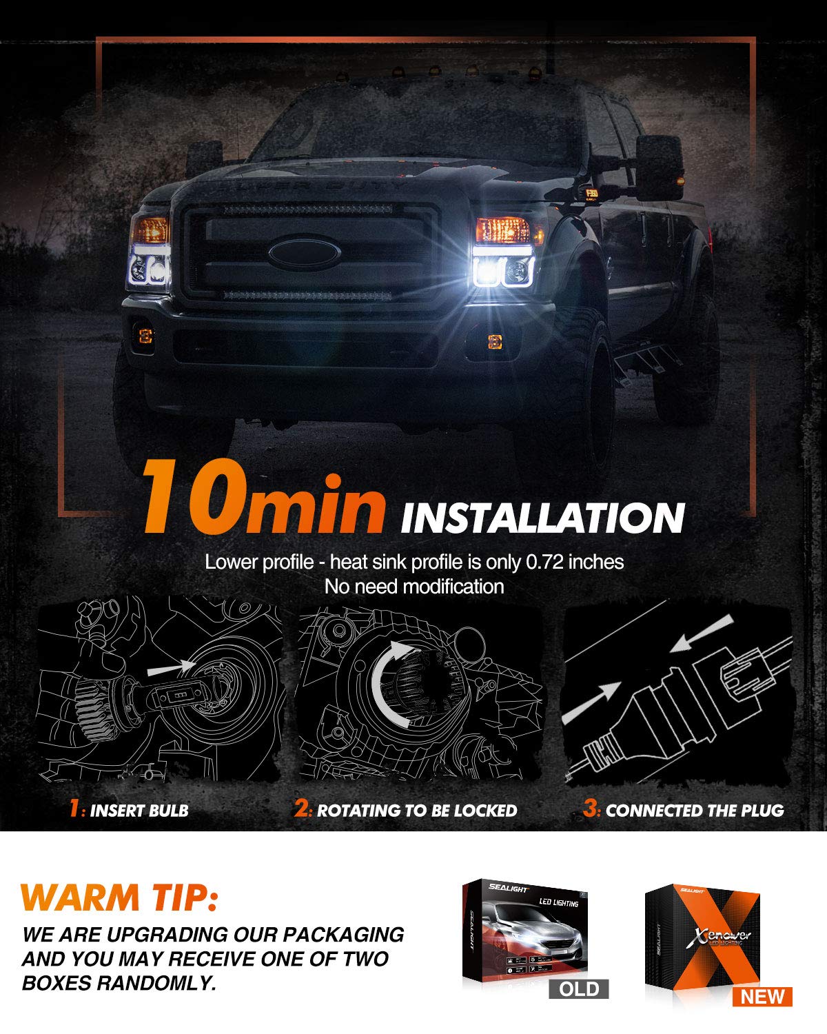 SEALIGHT H11 H9 H8 9005 HB3 LED Fog Light Bulbs Combo - 44,000LM Super Bright, Plug and Play, Non-Polarity - Perfect for Cars, Trucks, SUVs, Motorcycles & Off-Road Vehicles (Pack of 4)