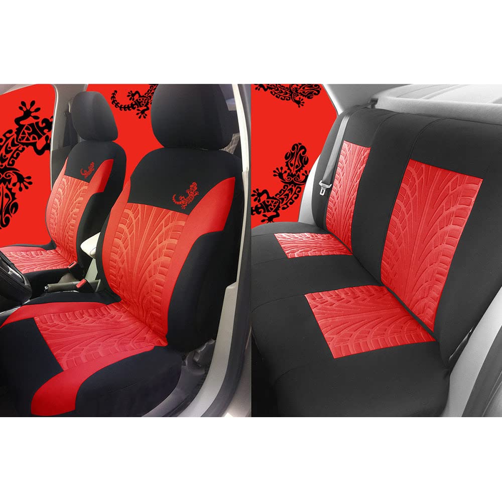 **2017-2020 Seat Arona Custom Fit Car Floor Mats & Red Polyester Cloth Bucket Seat Covers (5-Seat Full Set) – Durable, Non-Slip for Sedan, Truck, SUV – Perfect for Road Trips & Daily Commute**
