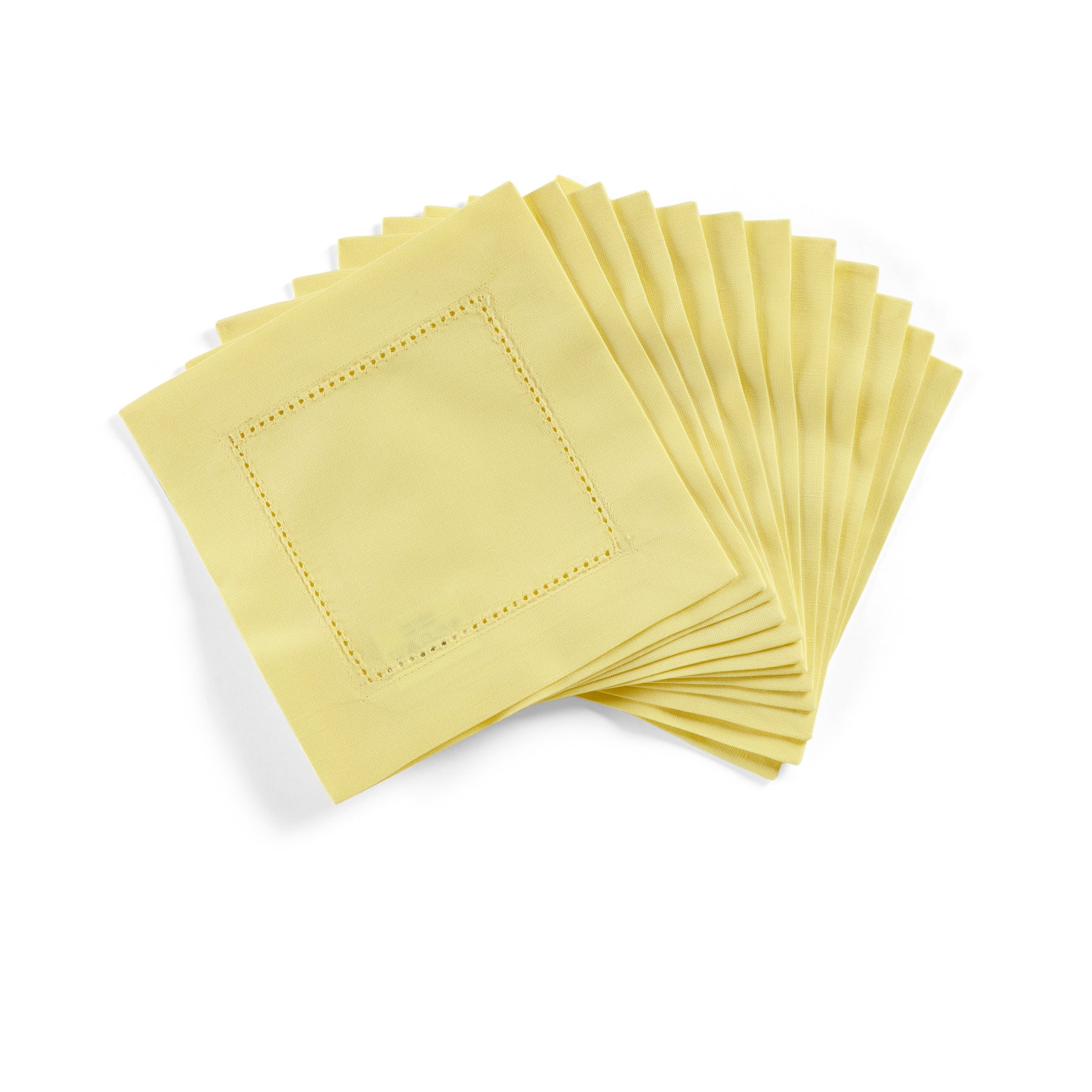 Premium Cotton Linen Hemstitch Cocktail Napkins - 12 Pack Elegant Dinner Napkins for Parties, Weddings & Home Decor - Absorbent & Reusable Beverage Napkins for Drinks & Appetizers