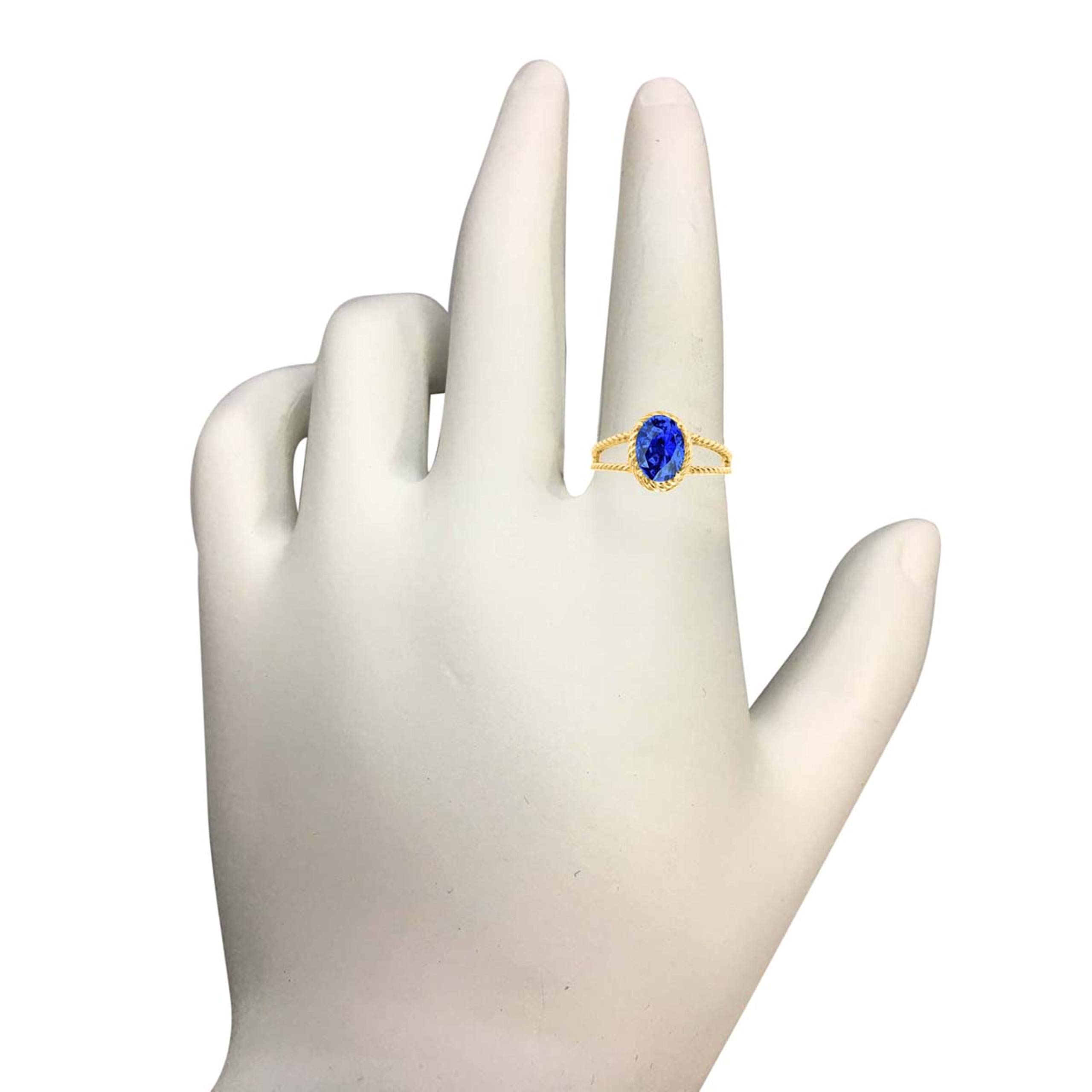 1.25 Carat Lab-Created Tanzanite Oval Ring in 10K Solid Rose, White & Yellow Gold - Elegant Valentine's Day Gift for Her, Anniversary Present, Engagement Ring Alternative, Special Occasion Jewelry