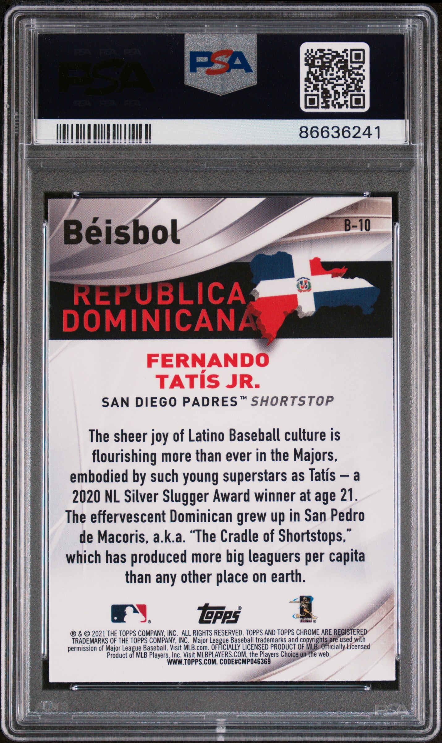 2021 Topps Chrome Fernando Tatis Jr. #B10 Baseball Card PSA 10 Gem Mint - Perfect for Collectors & Sports Memorabilia Displays