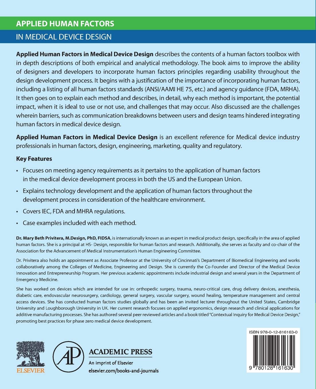Applied Human Factors in Medical Device Design - Principles & Best Practices for User-Centered Healthcare Products | Ideal for Engineers & Designers in the Medical Industry