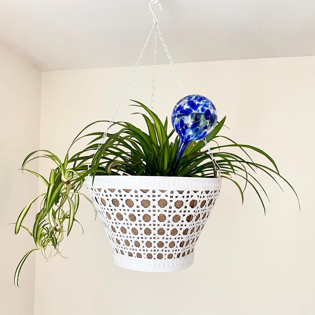 Evelots 14-Inch Extra Long Hand Blown Glass Plant Watering Globes (4 Pack) - Automatic Self-Watering Bulbs for Large Indoor/Outdoor Plants - Perfect Vacation Plant Care Solution for Home, Office & Garden