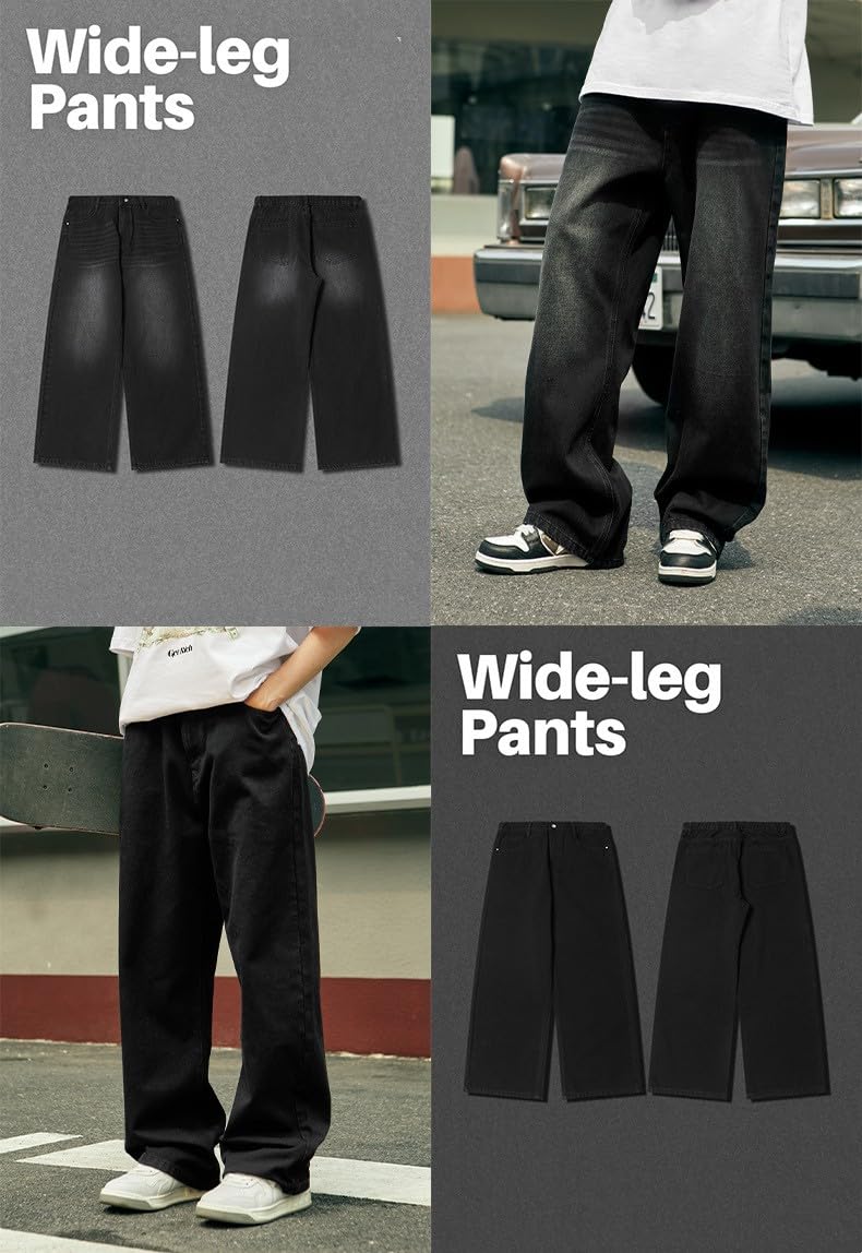 Men's Baggy Jeans - Y2K Vintage Skater Pants with Wide Leg Loose Fit, Hip Hop Denim for Casual Wear | Perfect for Street Style, Skateboarding & 90s Fashion Outfits