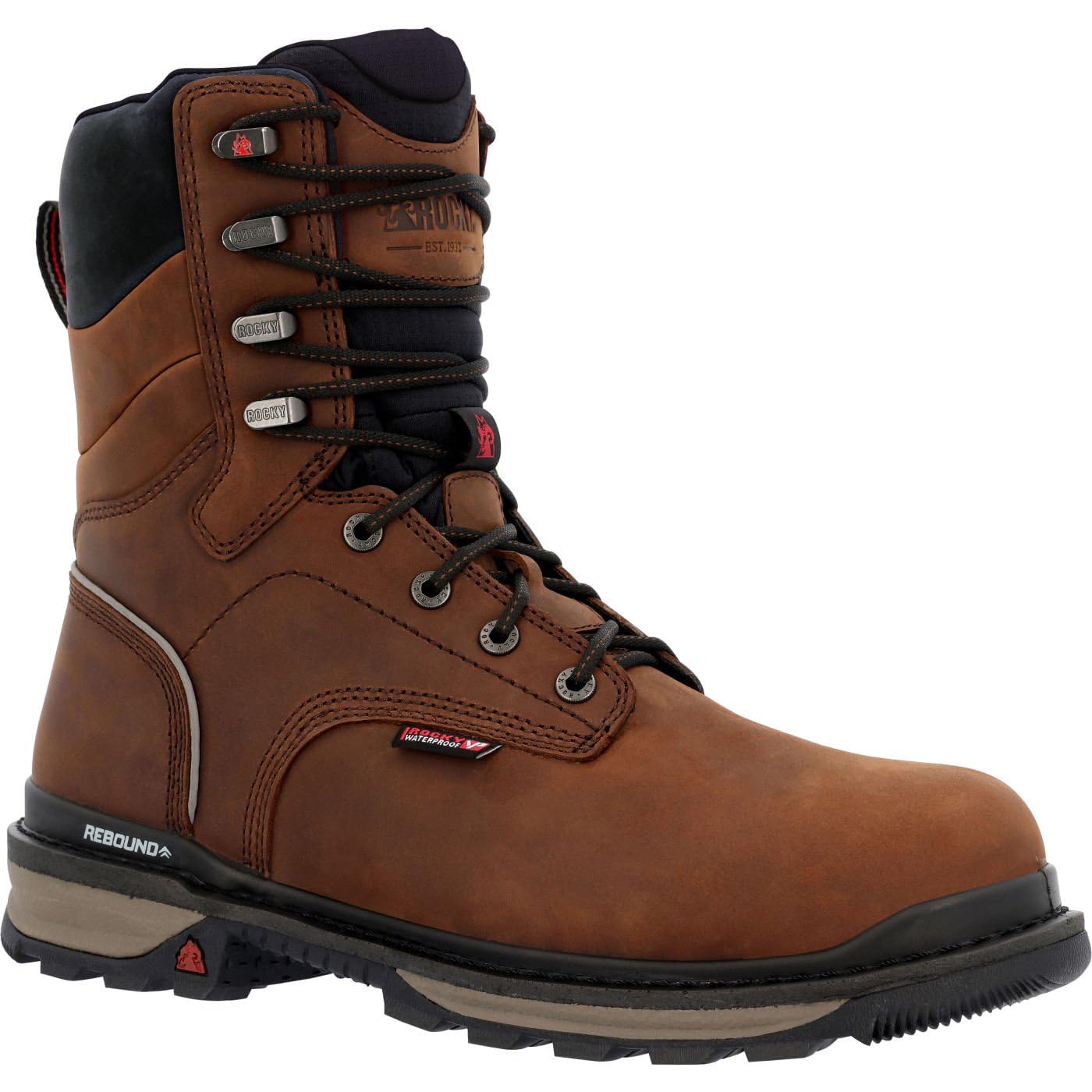 ROCKY Rams Horn Waterproof Composite Toe Work Boots for Men - Slip Resistant Safety Shoes for Construction, Hiking & Outdoor Work