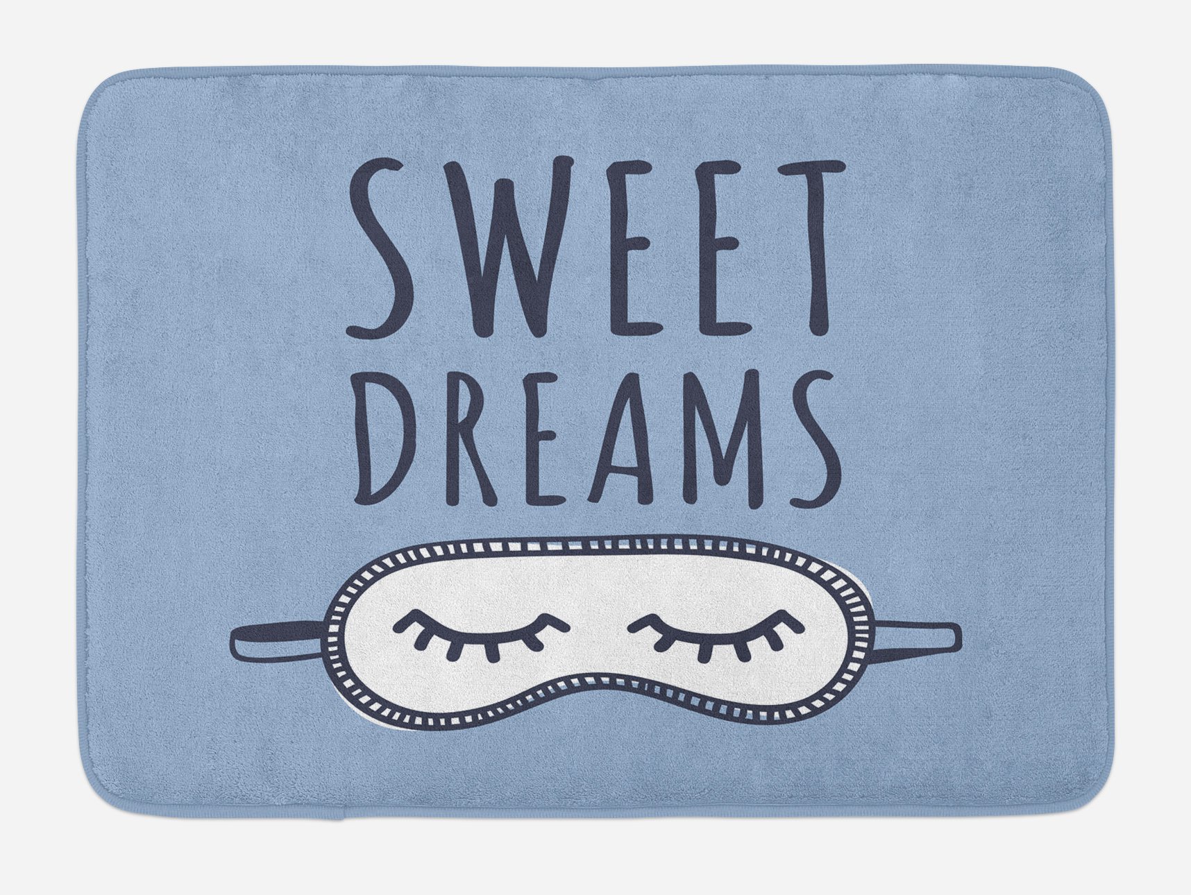 Ambesonne Non-Slip Bath Mat - Hand Drawn Sleeping Theme Doodle Design, Plush Bathroom Rug 30.2x20 Inches, Slate Blue - Cozy Decor for Bedrooms, Guest Bathrooms & Spa Retreats