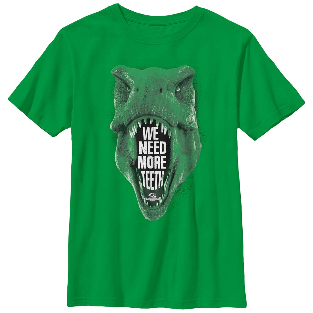 Boys Jurassic World Need More Teeth T. Rex Graphic T-Shirt - Dinosaur Themed Cotton Tee for Kids, Birthday Gifts & Casual Wear