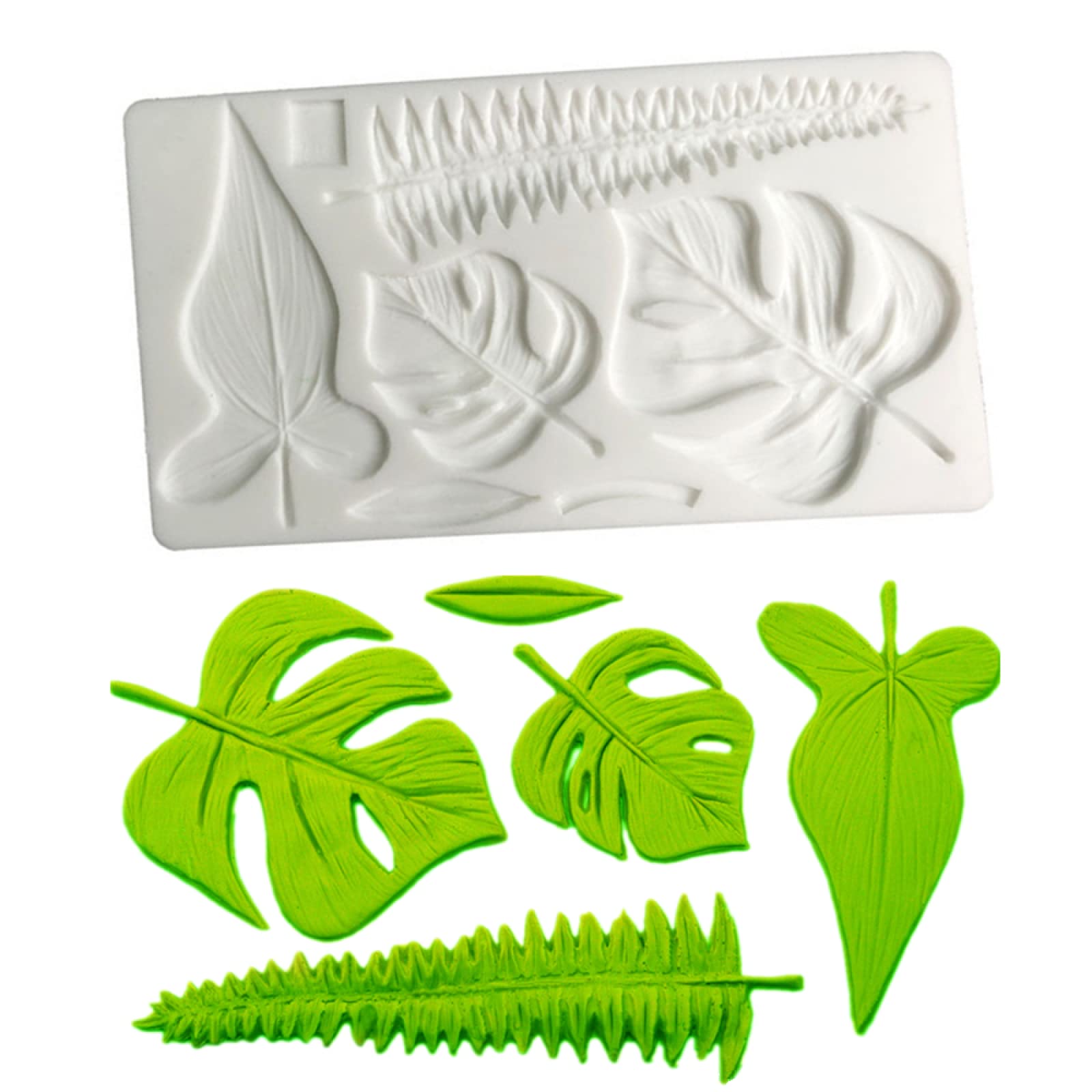 Premium Green Leaf Chocolate & Fondant Molds - 6-Piece Plastic Baking Cookie Cutters Set for Cake Decorating, DIY Desserts, Cupcakes & Party Treats - Perfect for Home Bakers & Professional Chefs