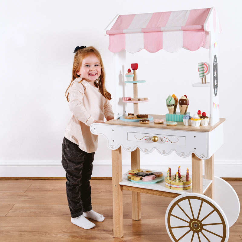 Honeybake 3-Tier Rolling Tea Cart with Wheels - Portable Kitchen Serving Cart for Afternoon Tea, Coffee, Desserts & Party Snacks - Perfect for Home, Office & Events