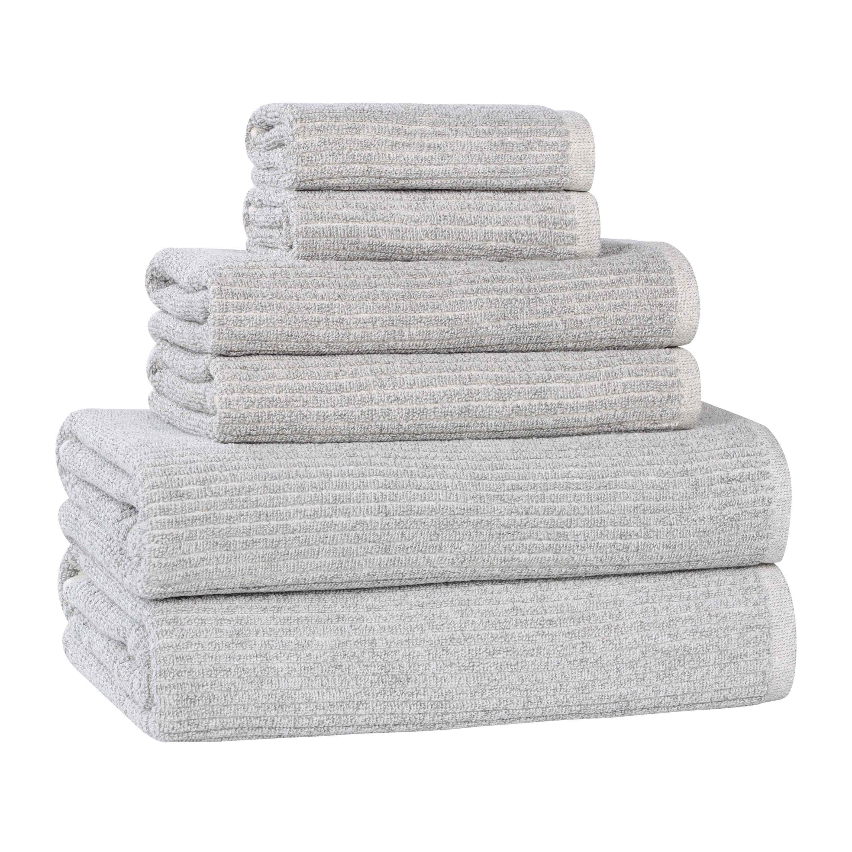 Premium 6-Piece Cotton Blend Ribbed Towel Set - Soft, Absorbent & Durable Bath Towels for Spa, Gym, and Luxury Home Use
