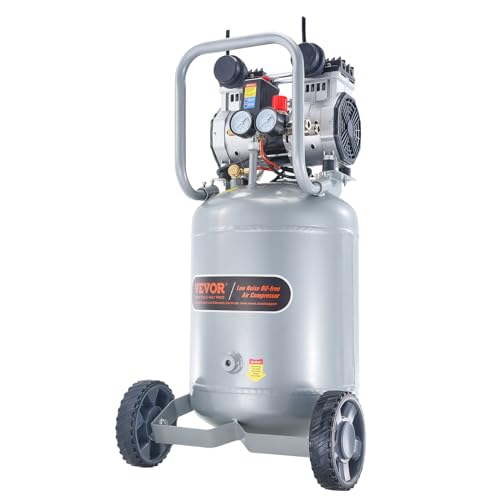 VEVOR 13 Gallon 2HP Oil-Free Air Compressor, 4.6 SCFM @ 90PSI, 125PSI Max Pressure, 66dB Ultra Quiet - Perfect for Tire Inflation, Auto Repair, Spray Painting, Woodworking & Nailing | Garage, Workshop & DIY Projects