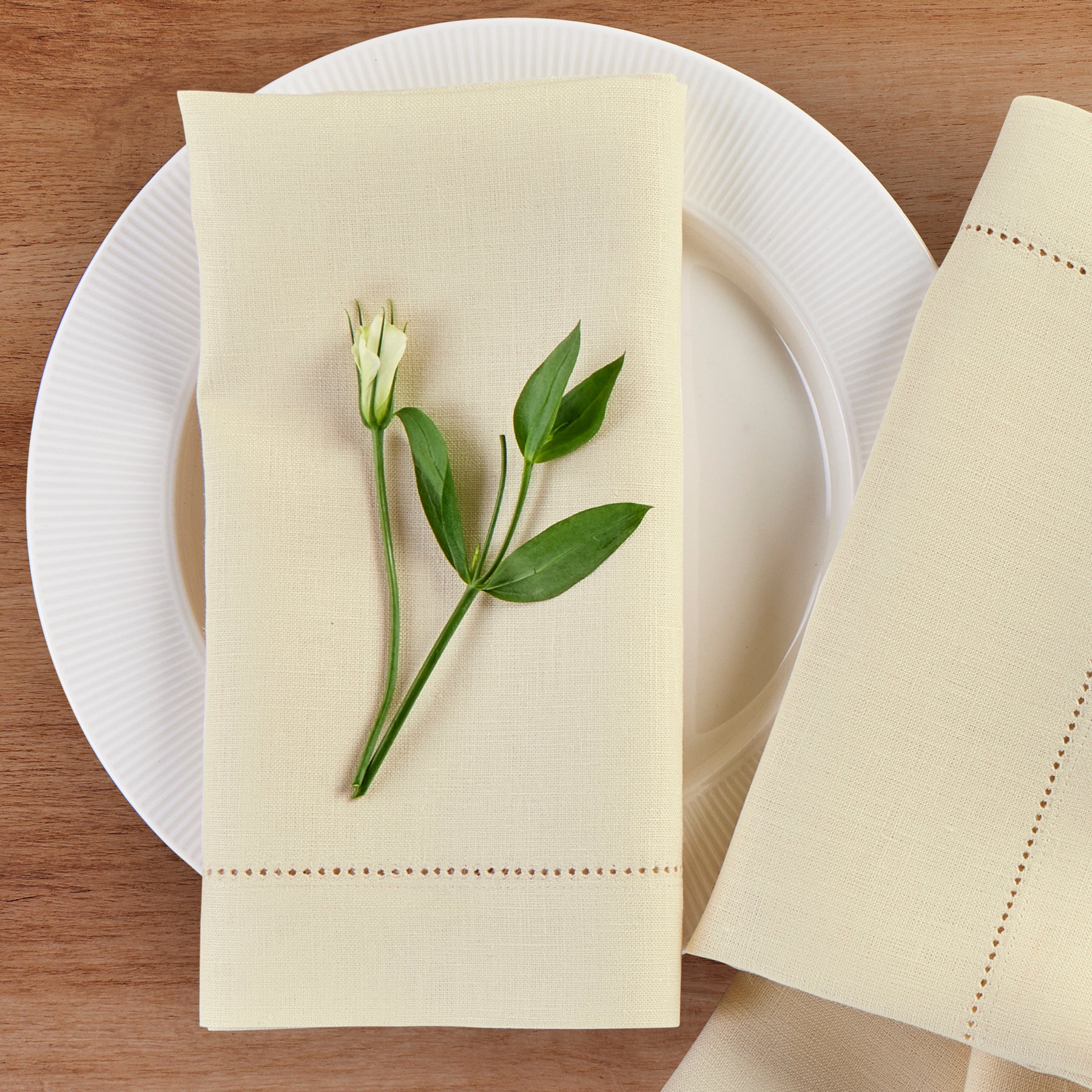 Premium Medium Weight Hemstitch Napkins - 12-Pack White Linen Dinner Napkins for Formal Dining, Weddings & Special Occasions