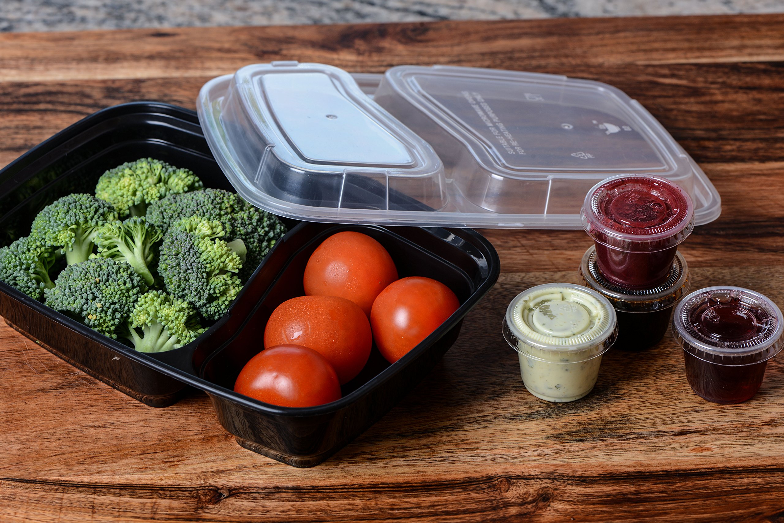 EcoQuality 150-Pack 32oz Bento Meal Prep Containers with Lids - 2 Compartment Reusable Food Storage Containers | BPA Free, Stackable, Microwave/Dishwasher/Freezer Safe | Perfect for Lunch Boxes, Meal Prepping & Leftovers