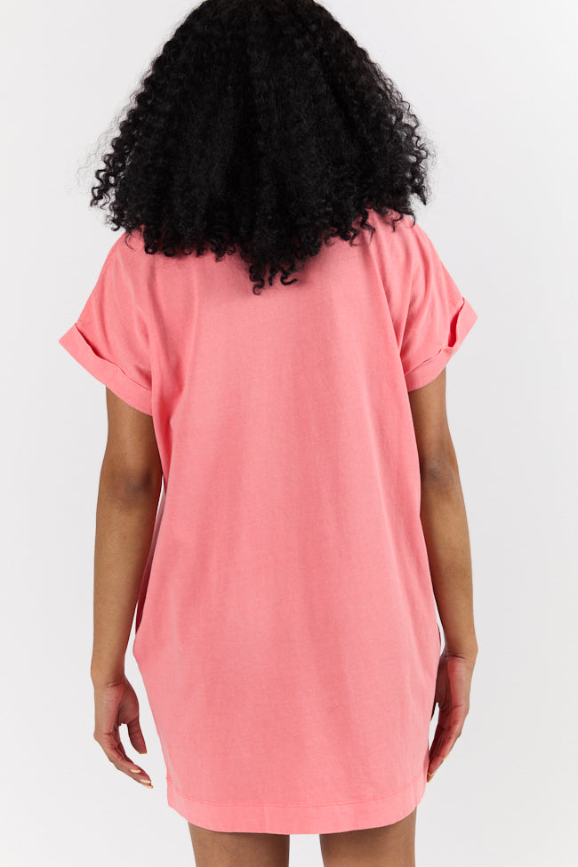 Coral T-Shirt Dress for Women - Soft & Comfortable Casual Summer Dress - Perfect for Beach, Travel, and Everyday Wear