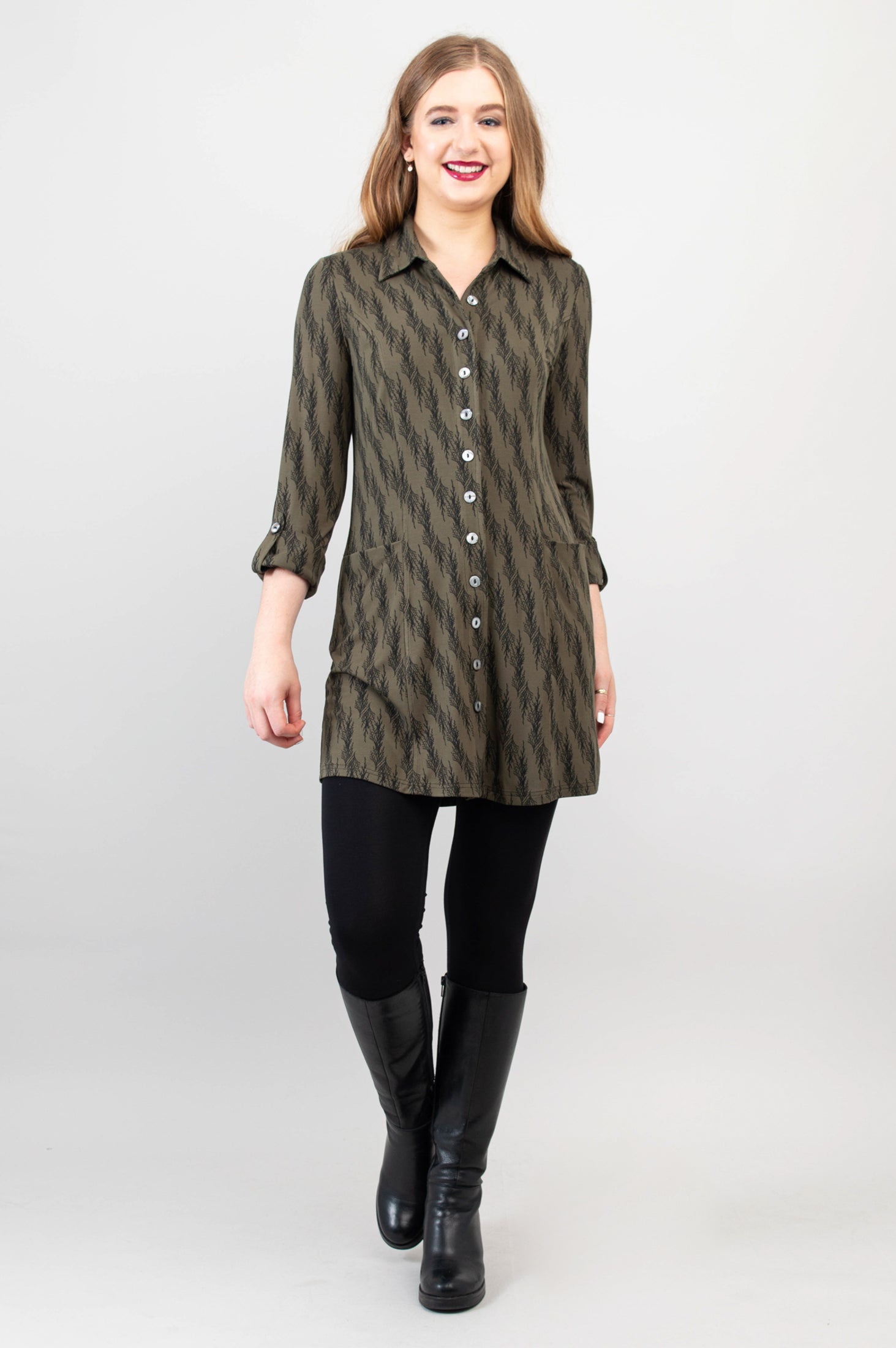 Charlie Tunic in Cedar Forest Bamboo Print - Women's Flowy Casual Top for Summer | Perfect for Beach Outings, Brunch Dates & Boho Style