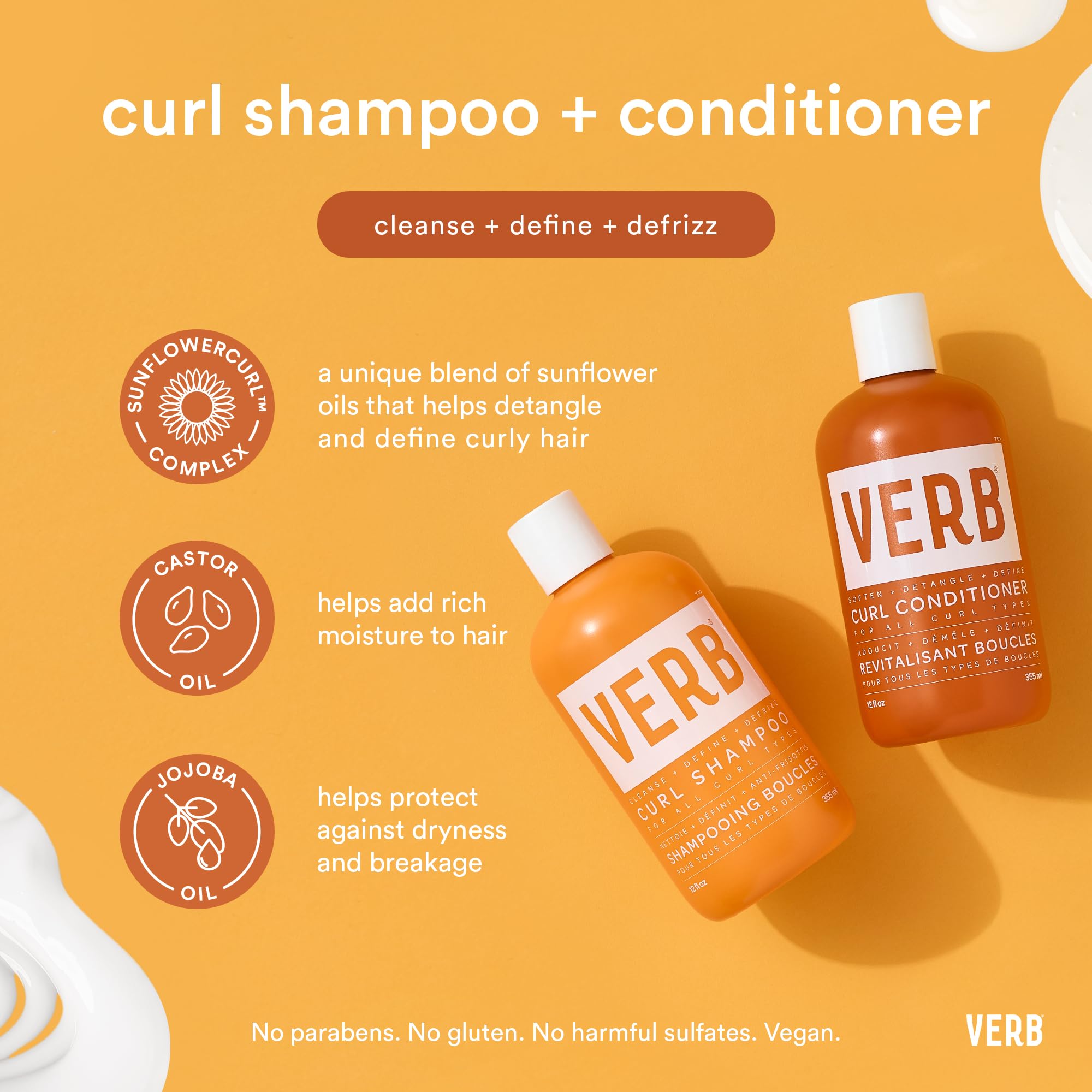Verb Curl Defining Shampoo for Curly Hair - Hydrating & Frizz Control for Natural Curls - Perfect for Daily Use & Salon-Quality Results at Home