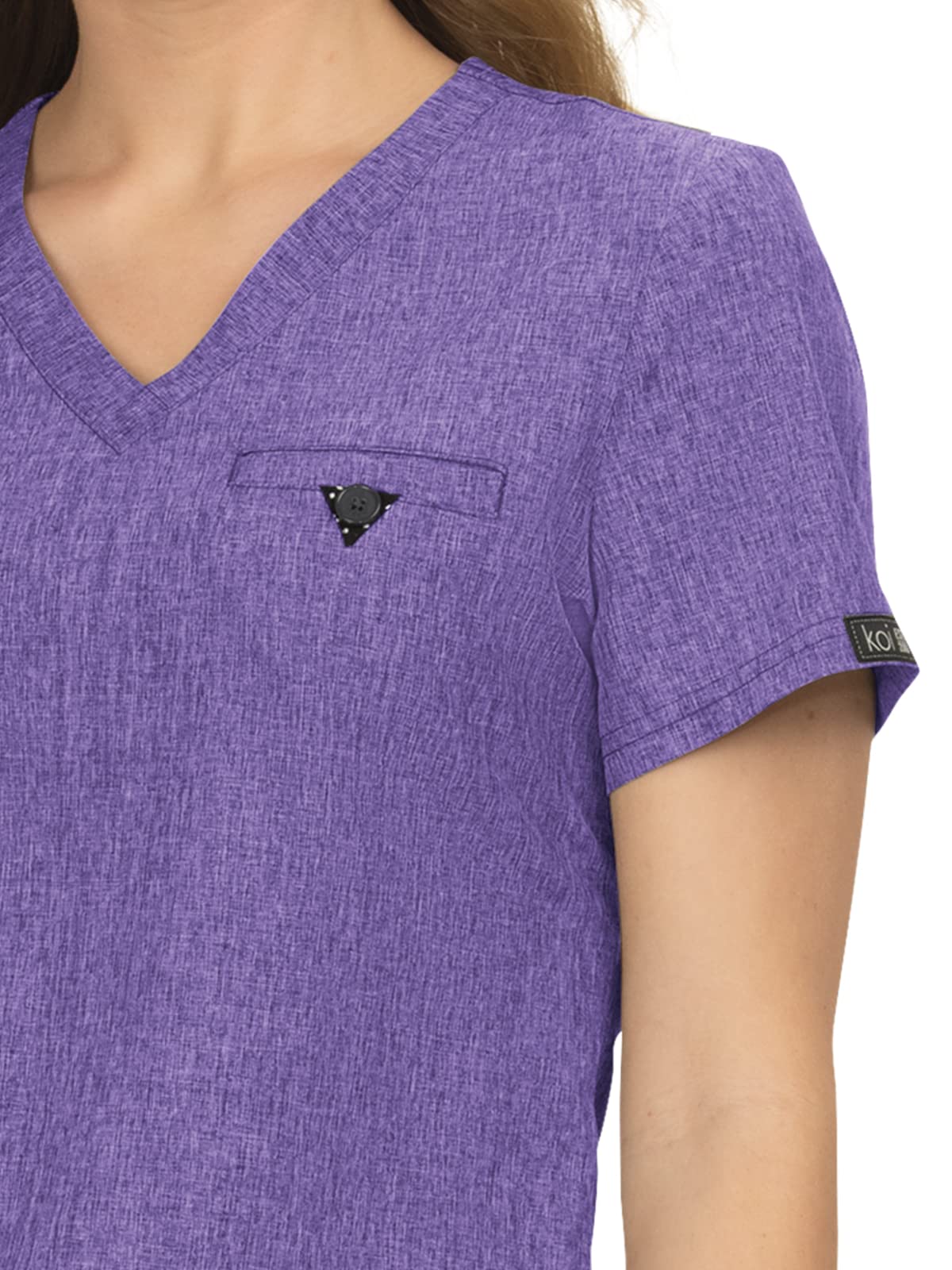 KOI Basics 1011 Kade Top - Heather Wisteria Loose Fit Casual T-Shirt for Women | Soft Cotton Blend | Everyday Wear, Layering & Street Style Outfits