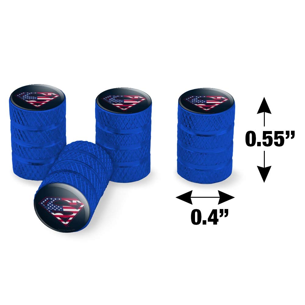 Superman USA American Flag Shield Logo Aluminum Valve Stem Caps - Durable Wheel Accessories for Cars, Trucks & Motorcycles - Perfect for Customizing Your Ride & Showing Patriotism