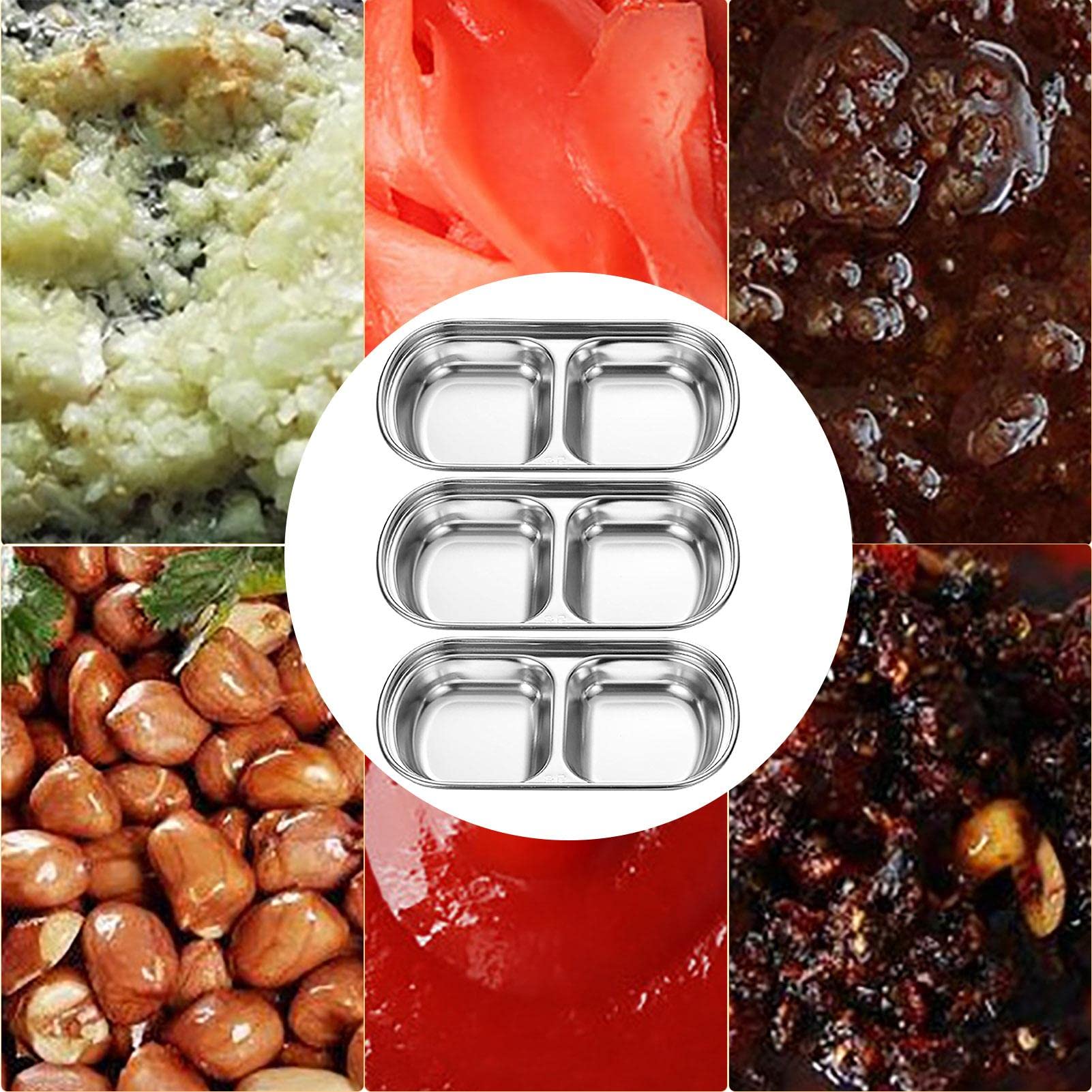 4Pcs Stainless Steel Square Seasoning Dishes - Stackable Sushi Dipping Bowls & Mini Appetizer Plates for Asian Cuisine, Sushi Restaurants, Home Kitchens & Party Serving