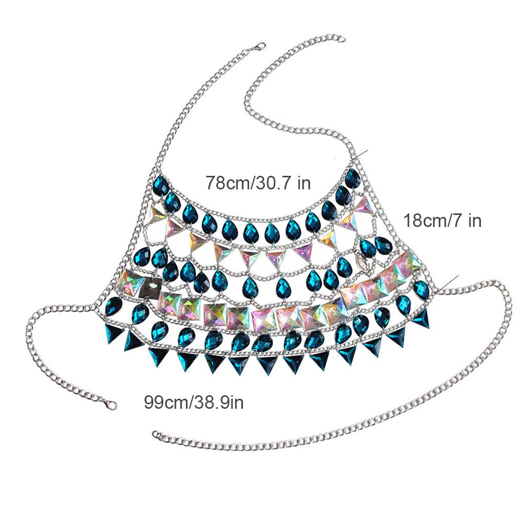 Rhinestone Body Chain - Boho Crystal Waist Belly Chain for Women | Festival Jewelry, Rave Outfit Accessory | Perfect for Music Festivals, Beach Parties & Bachelorette Events