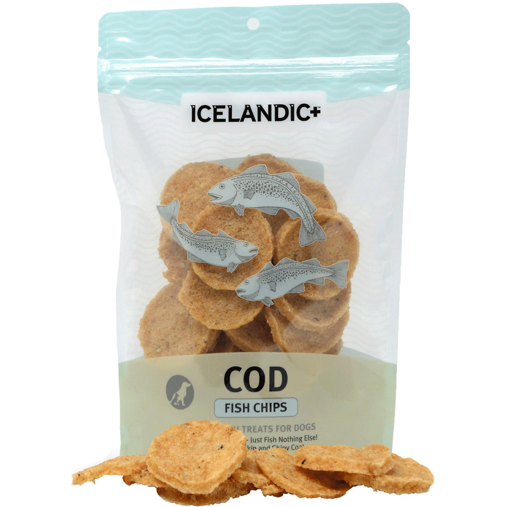 Premium Icelandic Cod Fish Chips - All-Natural Dog Treats for Training & Rewards - Healthy Snack for Small & Large Breeds - Perfect for Travel & Outdoor Adventures