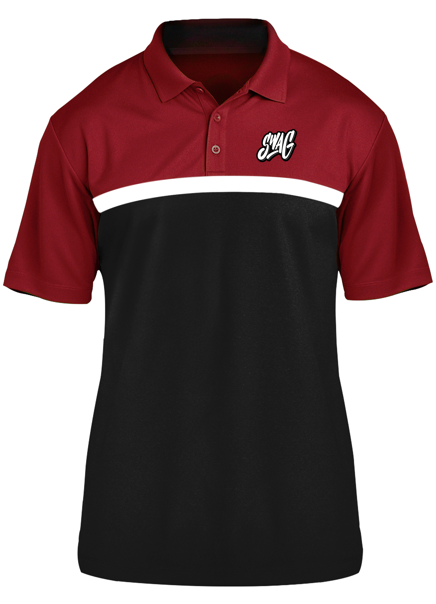 Swag Competitor Polo Shirt - Red, White & Black Colors - Perfect for Casual Wear, Sports & Team Events