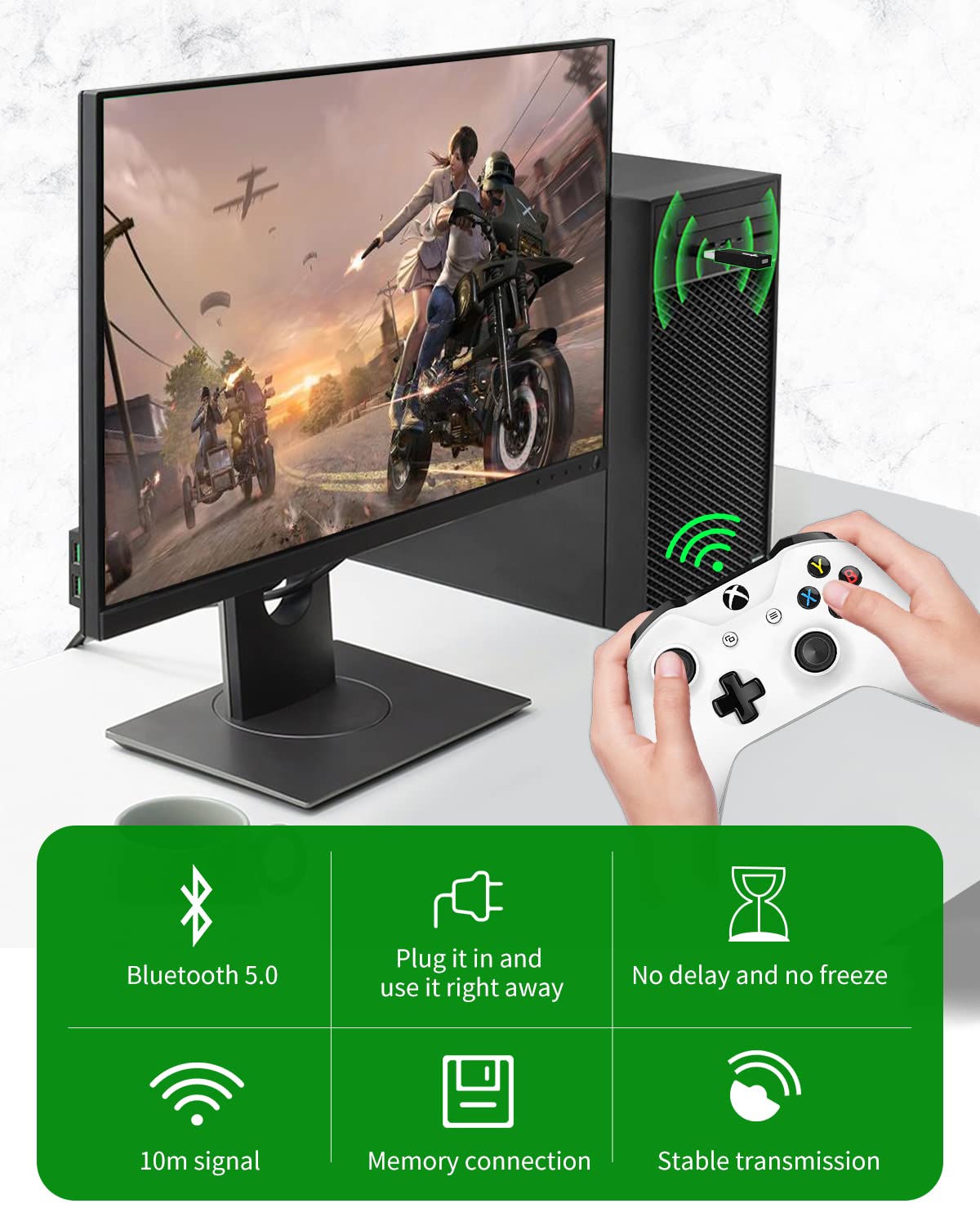 Xbox One Controller Adapter - Compatible with Xbox One X, Xbox One S & Elite Series Controllers | Wireless Gaming Accessory for PC & Console Gaming | Perfect for Online Multiplayer & Streaming