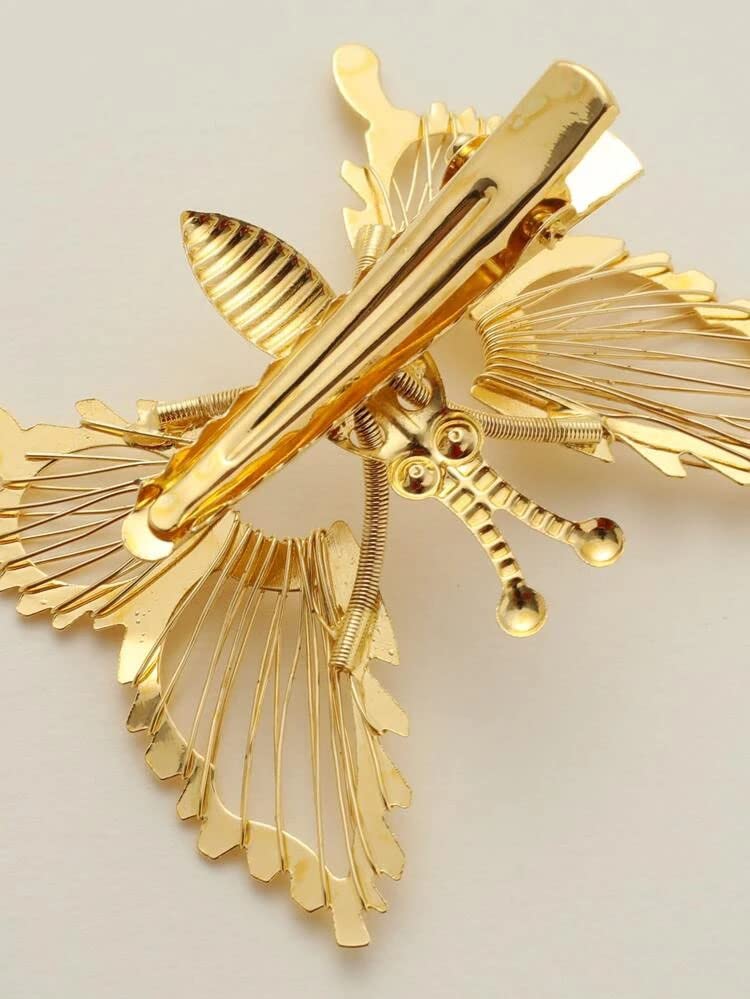 Ashkash 2Pcs 3D Butterfly Hair Clips - Golden & Silver Hair Barrettes, Claw Clips for Women & Girls | Cute Hair Accessories for Parties, Weddings & Everyday Styling