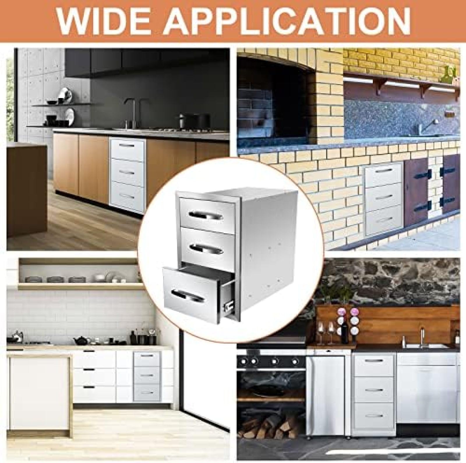 Stainless Steel BBQ Drawer for Outdoor Kitchen - 14Wx21Dx21H - Perfect for Grilling Stations & BBQ Islands