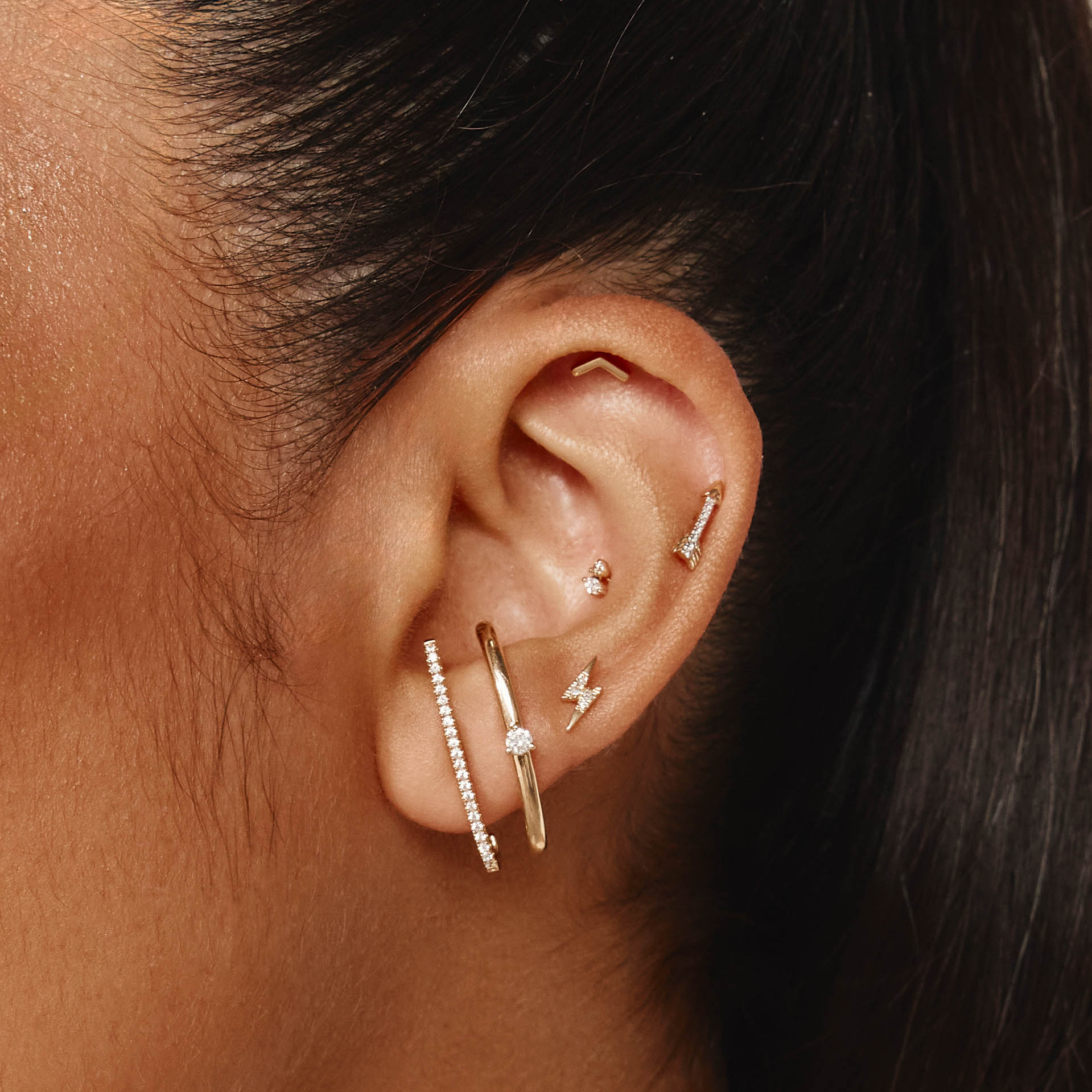 10k Gold Diamond Arrow Helix Single Stud Earring - Dainty Cartilage Piercing Jewelry for Women | Perfect for Everyday Wear & Special Occasions