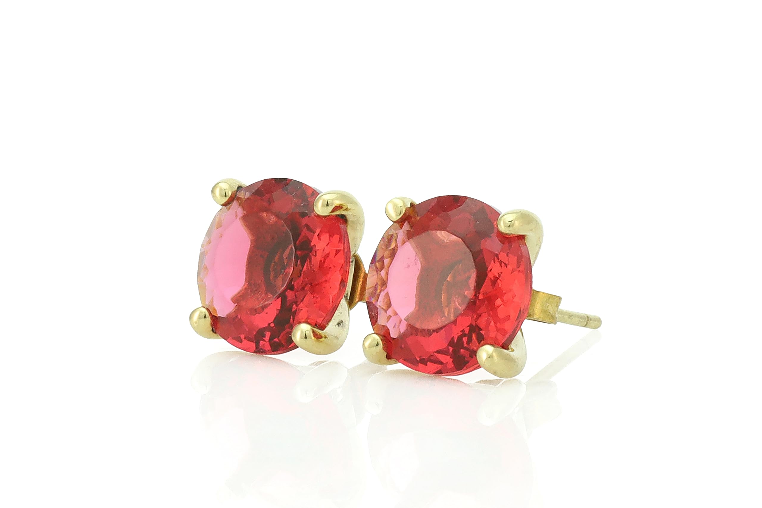 Pink Tourmaline Round Diamond Cut Stud Earrings 18k Gold Vermeil - Vintage October Birthstone Jewelry - Classic Dainty Gemstone Earrings for Women - Perfect Gift for Anniversary, Birthday & Special Occasions