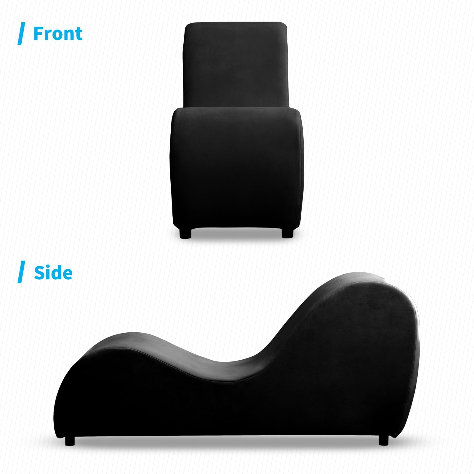 Premium Velvet Yoga Chair for Adults - Modern Curved Yoga Chaise Lounge for Exercise & Relaxation | Indoor Yoga Stretching Chair | Small Chaise Lounge for Living Room & Home Gym | Black - Perfect for Yoga Studios, Home Workouts & Meditation Spaces