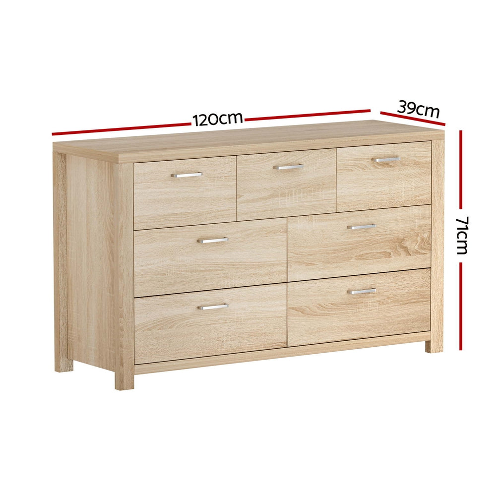 7-Drawer Lowboy Storage Dresser - Solid Oak Wood Bedroom Organizer for Clothes, Toys & Linens | Perfect for Nursery, Dorm, or Guest Room Organization