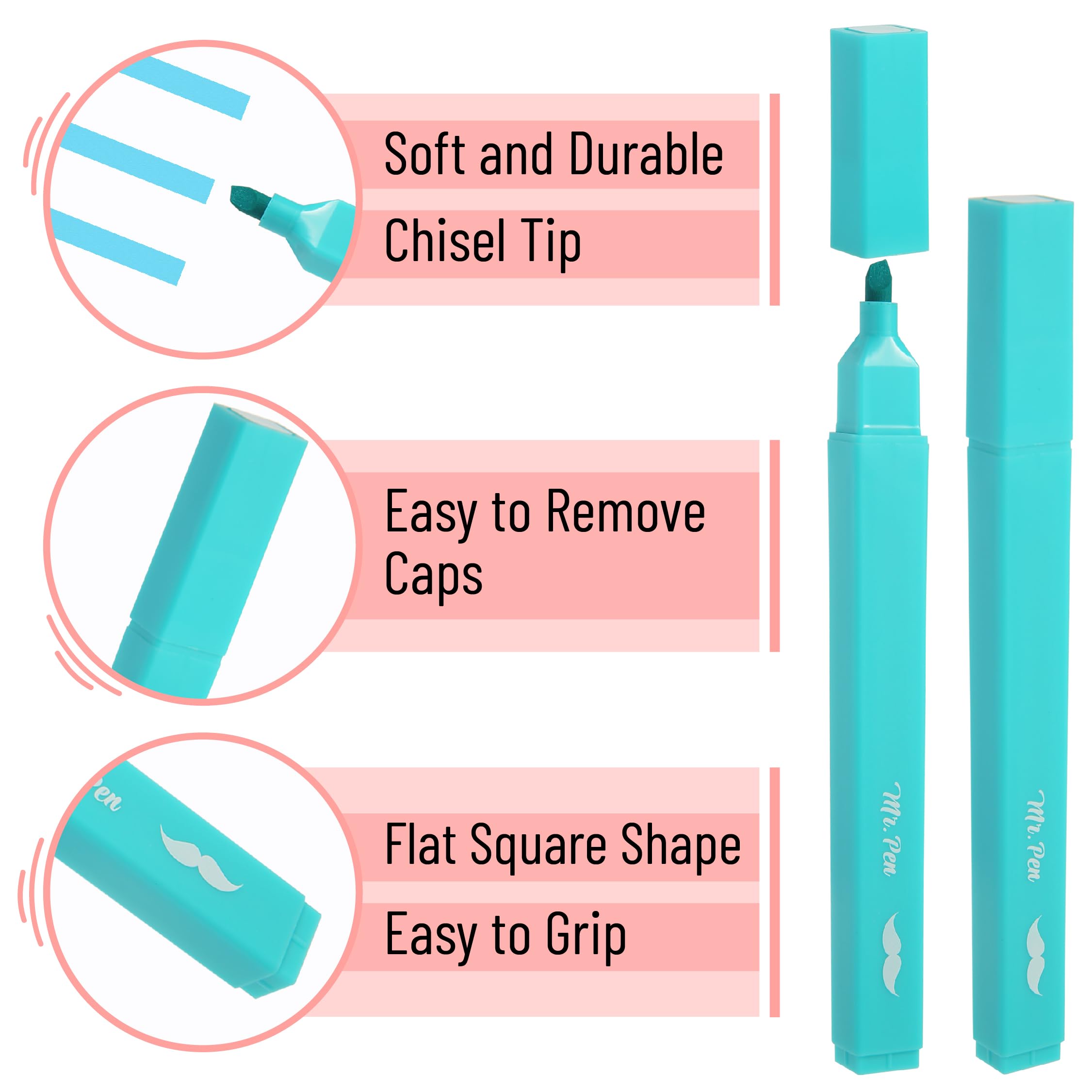 Pastel Chisel Tip Highlighters - 10 No Bleed Pens for Bible & Notes