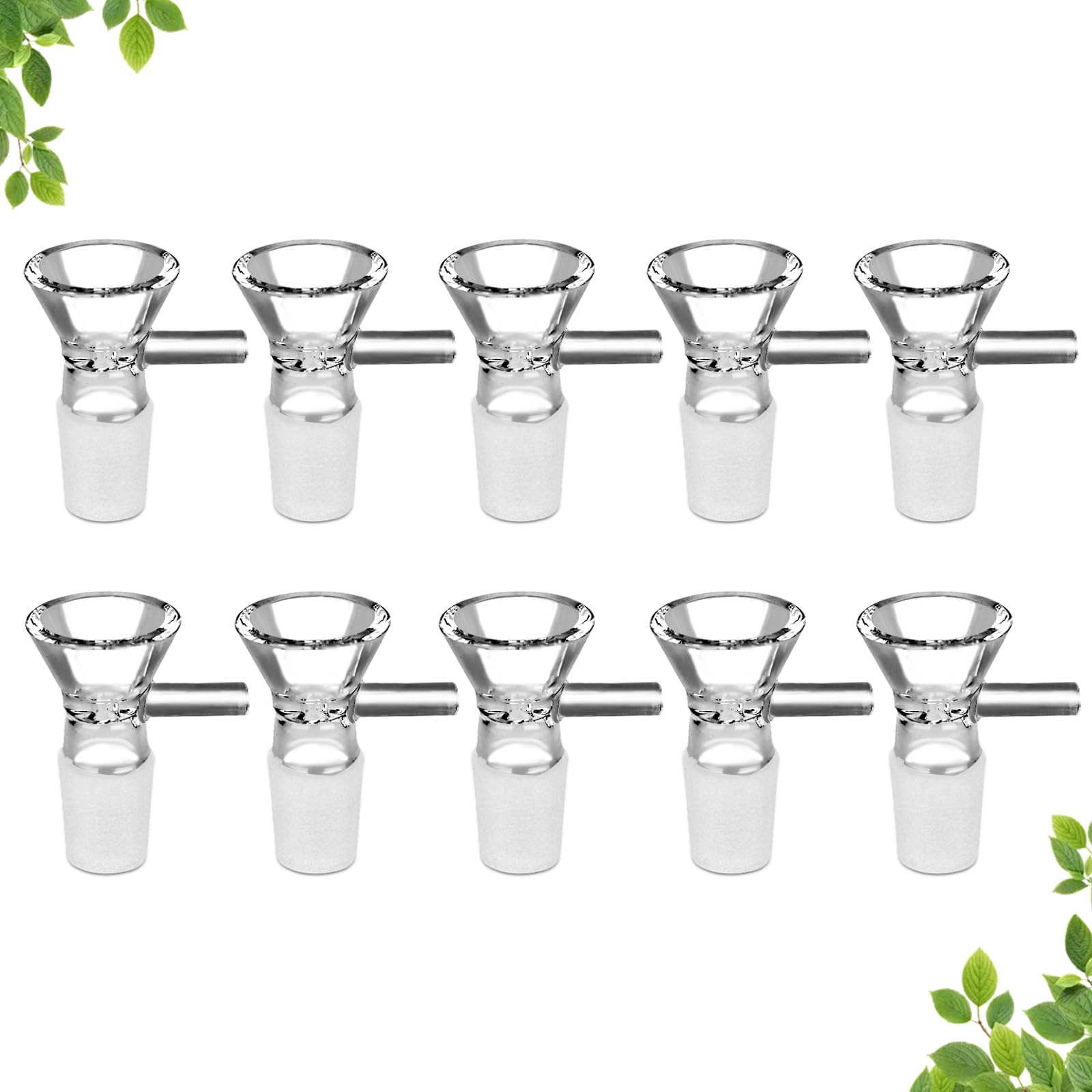 10 Pack Mini Glass Bowls with Handle - Small Glass Funnel Set for Kitchen, Bottle Filling, Spices & Essential Oils (14mm) - Perfect for Baking, Cooking & DIY Crafts