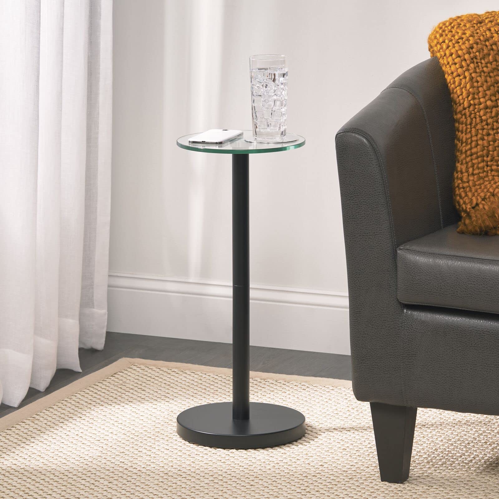 mDesign Modern Nightstand with Storage - Small Side Table for Bedroom & Living Room - Holds Lamps, Books, Decor - Clear/Matte Black Finish - Perfect for Apartments, Dorms & Home Office