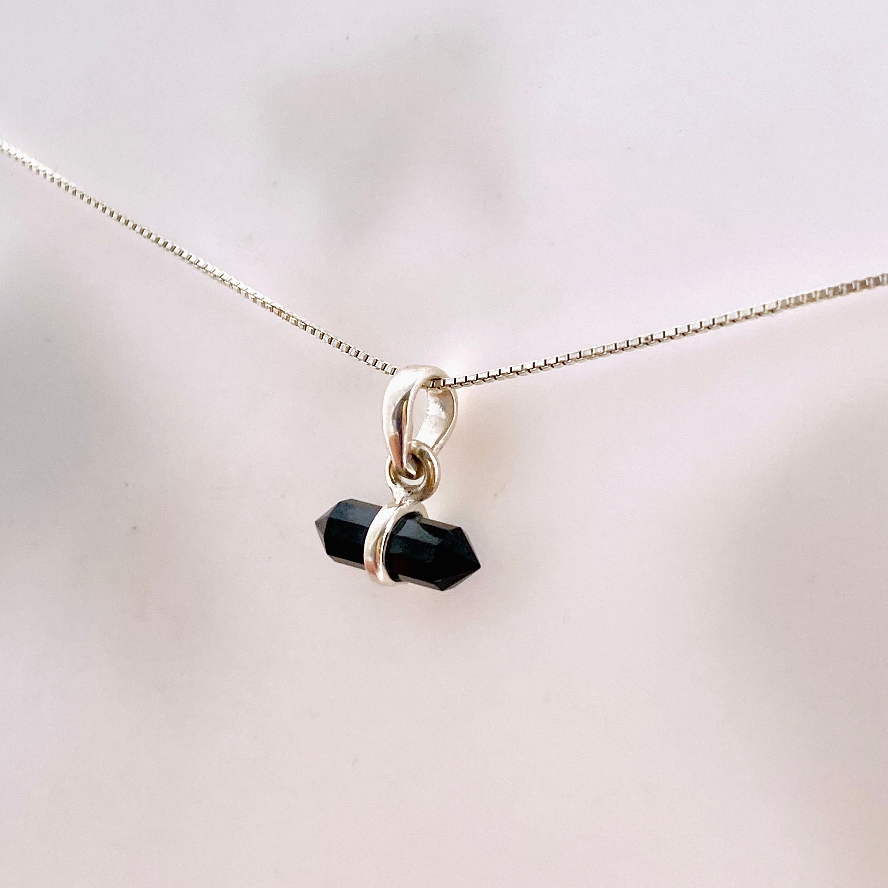 Natural Gemstone Double Point Pendant Necklace - Horizontal Design (PPGJ1009) | Healing Crystal Jewelry for Meditation, Yoga & Spiritual Energy