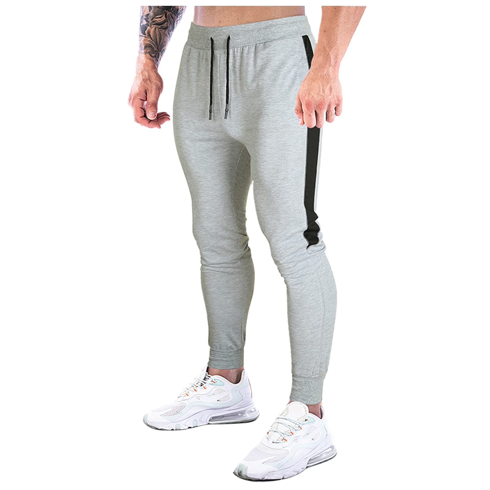 Misaky Men's Casual Pants - Solid Color Tie-Waist Joggers for Running, Workout & Gym | Comfortable Sweatpants for Fitness, Lounge & Everyday Wear