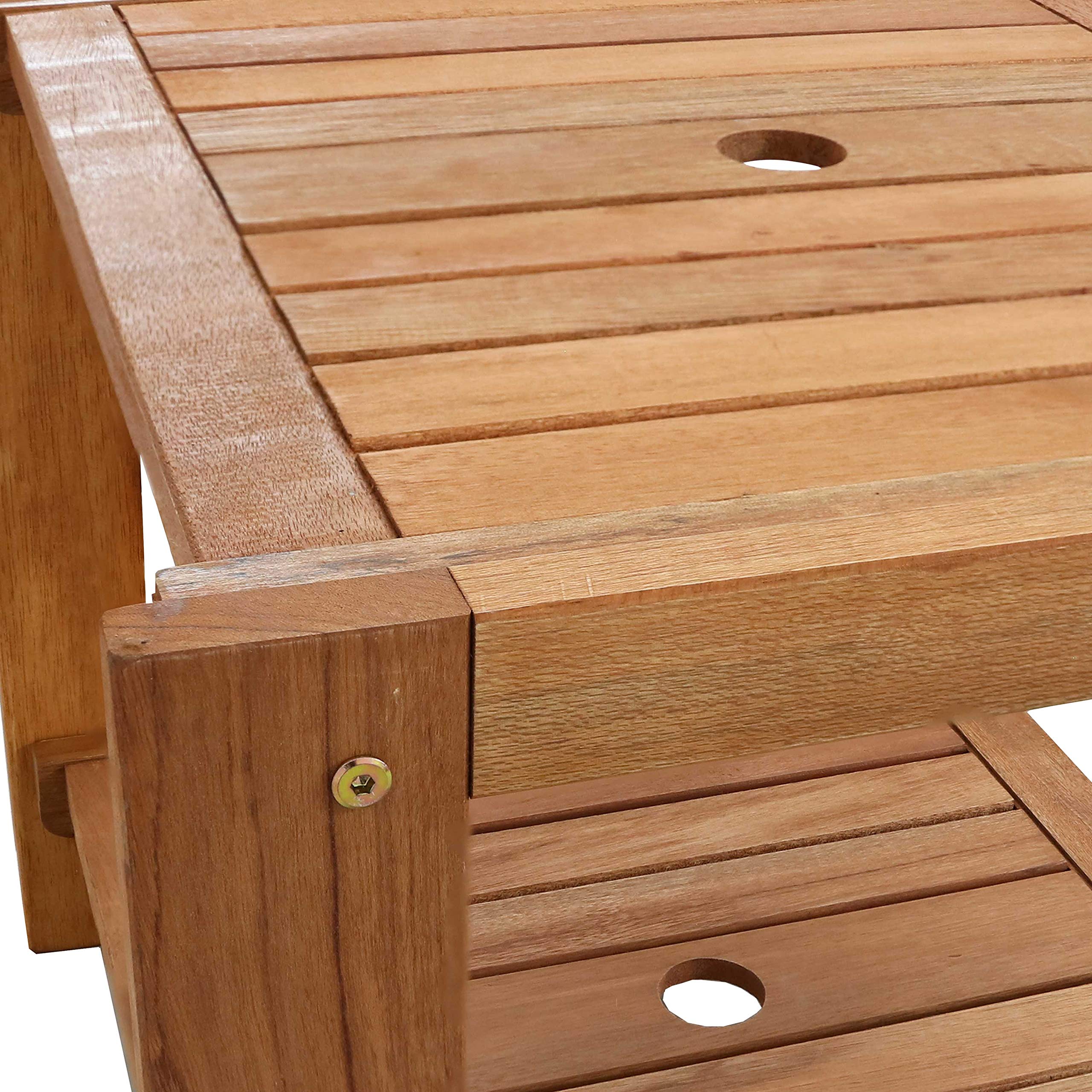 Sunnydaze Meranti Wood Outdoor Patio Side Table - 20 Inch Teak Oil Finish - Weather Resistant - Perfect for Poolside, Garden, Deck, and Patio Furniture