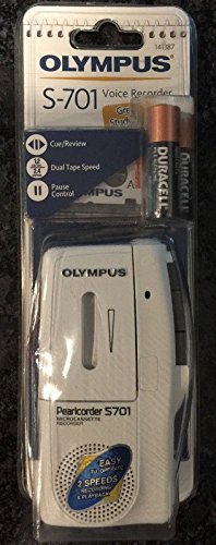 Olympus S-701 Pearlcorder Microcassette Voice Recorder with Tape - White (141387) | Portable Audio Recording Device for Meetings, Lectures & Interviews | Brand New