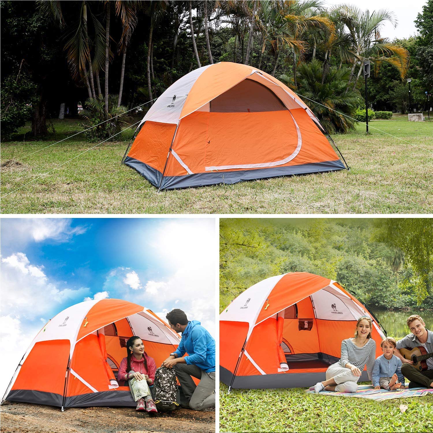CAMEL CROWN 2-5 Person Waterproof Camping Tent - Lightweight & Spacious for Hiking/Backpacking