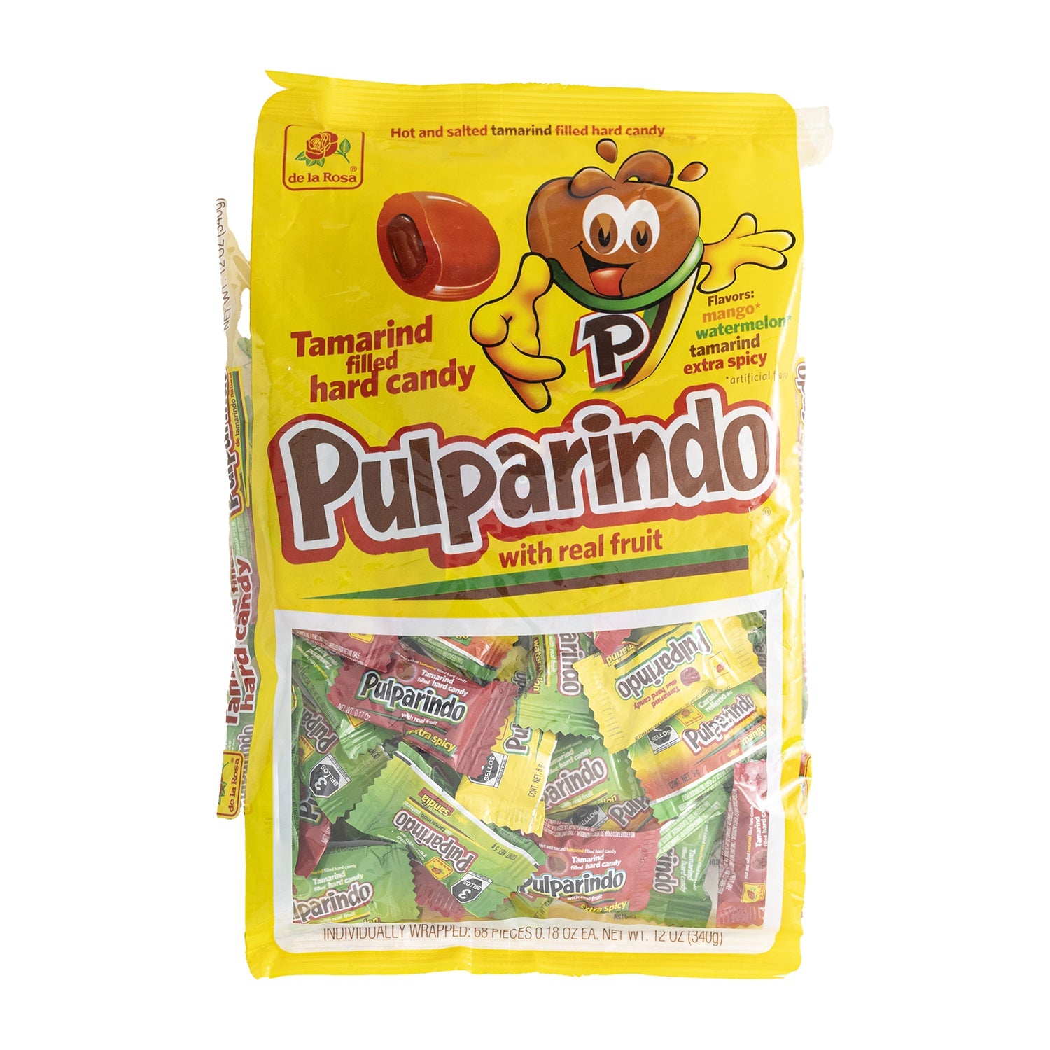 De La Rosa Pulparindo Hard Candy Tamarind Flavor | 68ct Bulk Bag | Mexican Candy for Parties, Gifts & Snacking