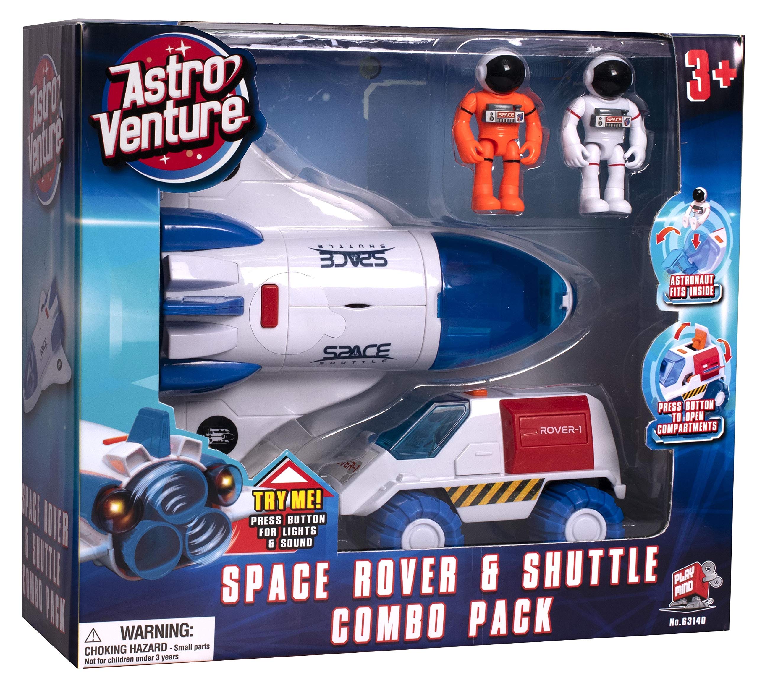 Astro Venture Space Shuttle Toy with 2 Astronauts, Mechanical Arm & Rover - Light Up & Sound Effects - Interactive STEM Toy for Kids - Perfect for Space Exploration Play & Educational Learning