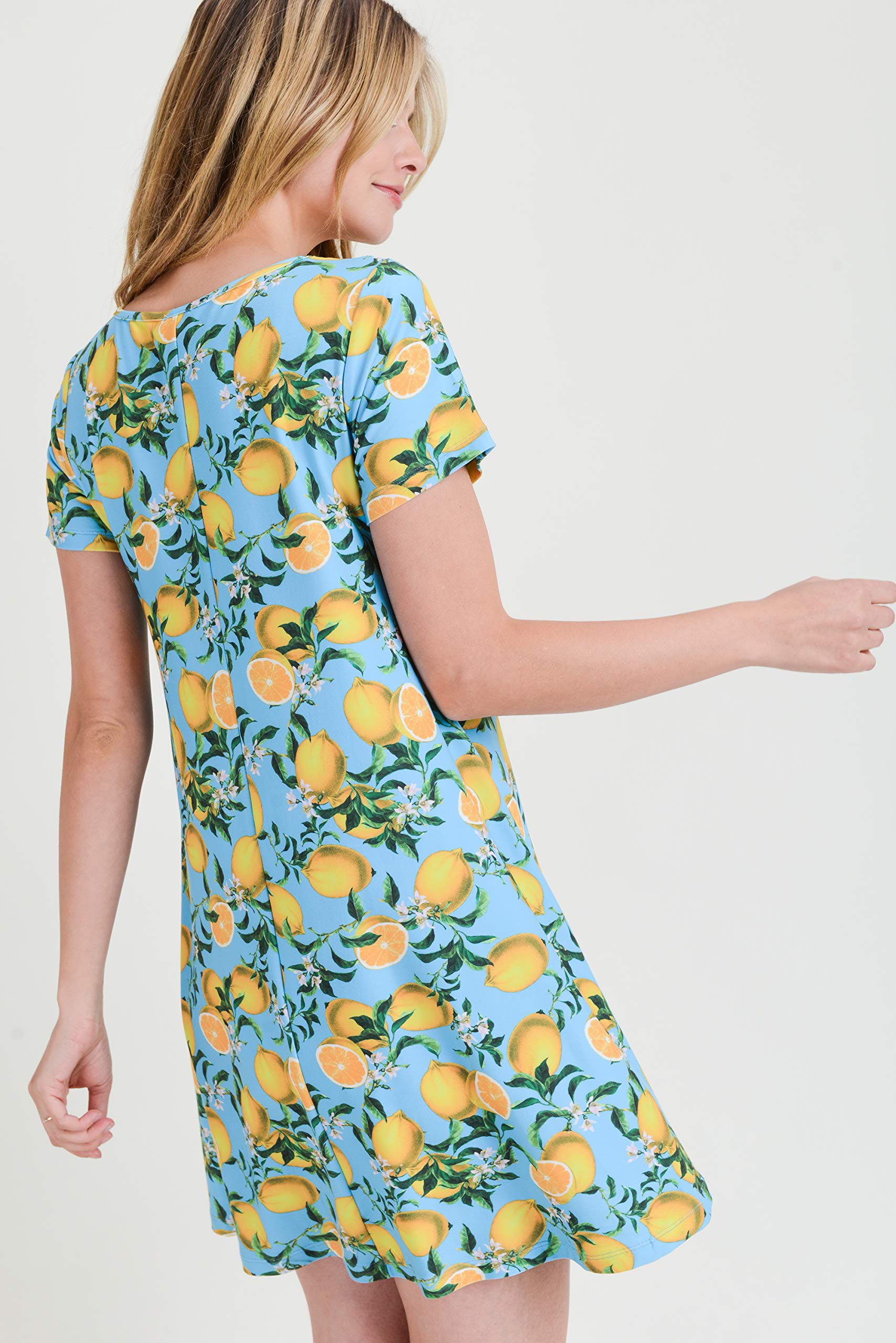 ICONOFLASH Women's Casual Summer Dresses with Pockets - Short Sleeve Floral Print Sundress for Beach, Vacation & Everyday Wear