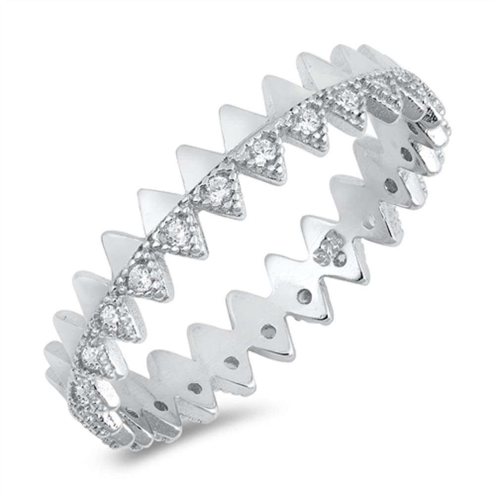 Sterling Silver Cubic Zirconia Crown Ring for Weddings & Gifts