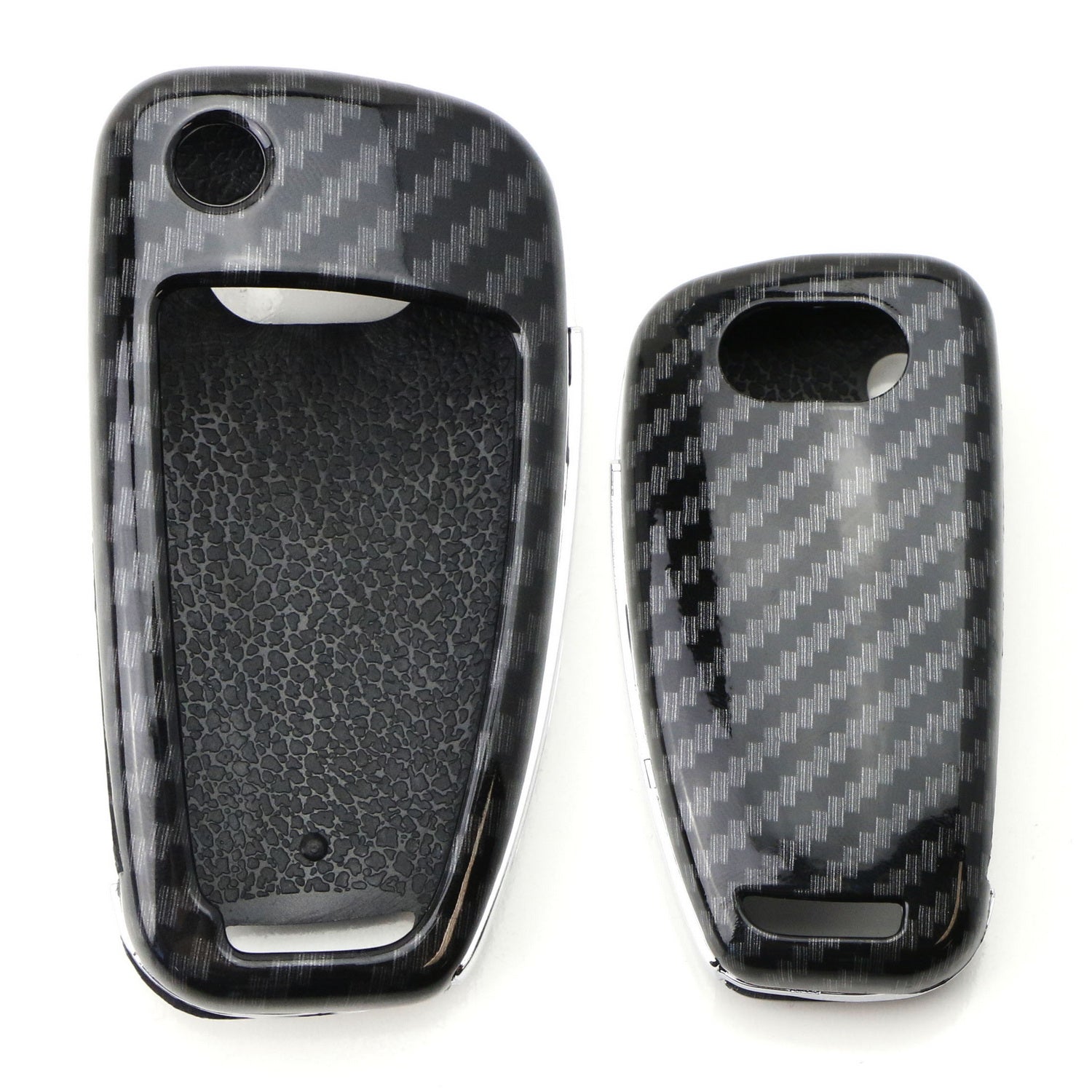 Premium Carbon Fiber Key Fob Cover for Audi A3/S3/A4/S4/A6/Q5/Q7/TT/R8 - Flip Blade Key Shell Replacement - Durable & Stylish Car Accessory for Enhanced Protection and Luxury Look