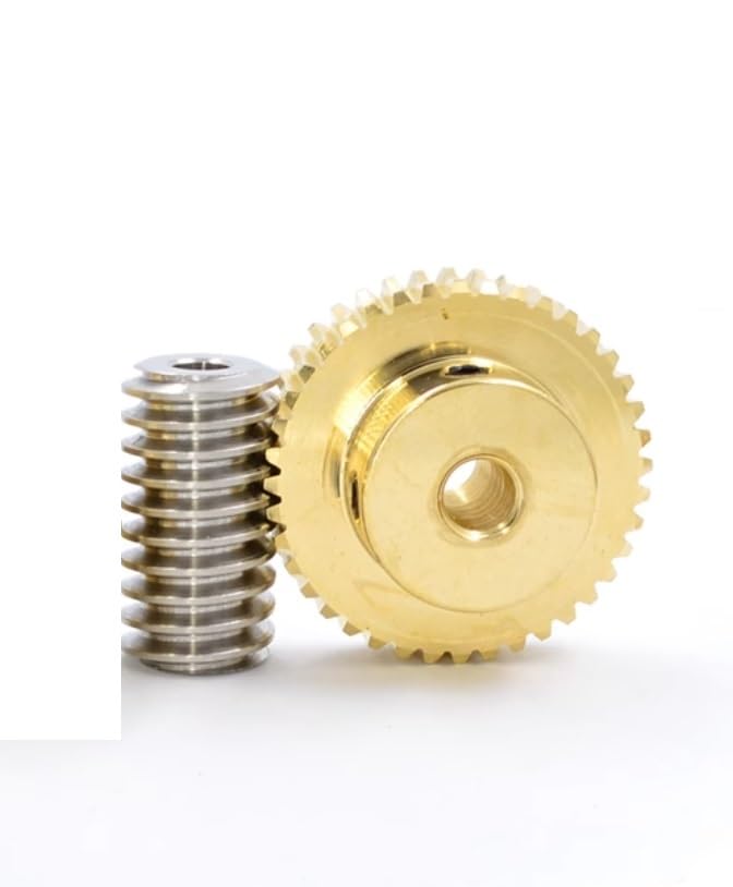 304 Stainless Steel Worm Shaft with 0.8M Copper Turbine Gear - 20/25/30/35/40/50/60 Teeth Options - 1pc (5mm Size, 30 Teeth) - Perfect for Industrial Machinery, Robotics, and DIY Mechanical Projects